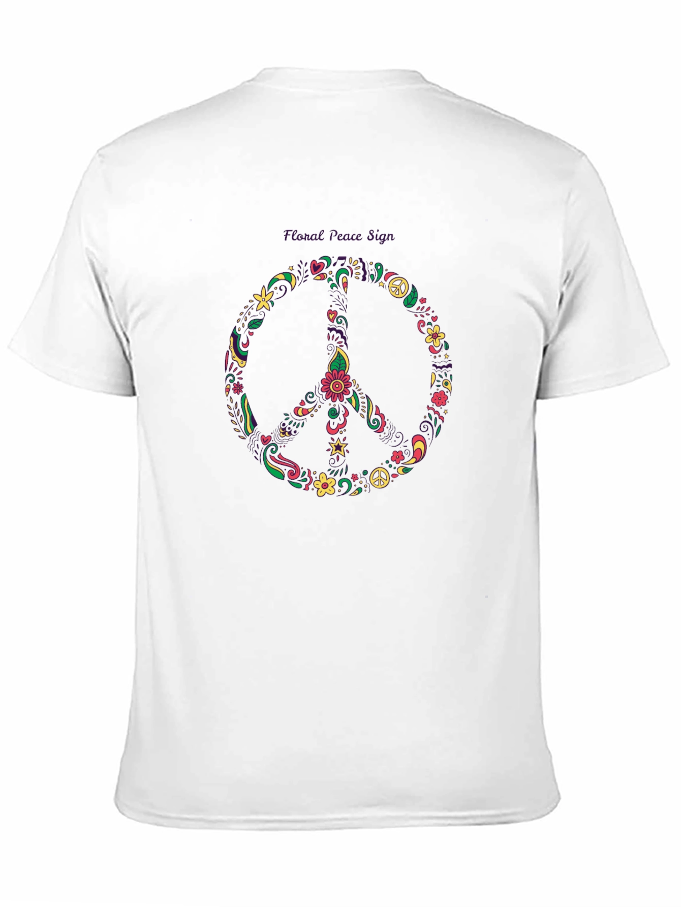 Floral Peace Sign Black T-Shirt