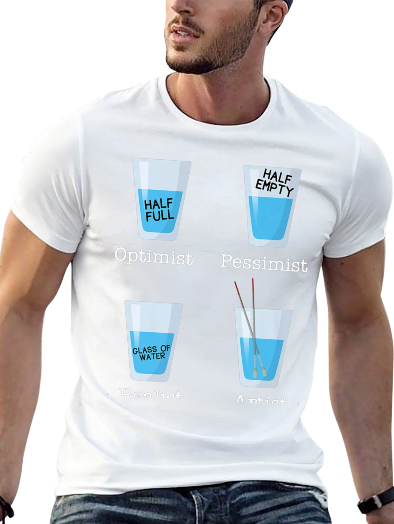 Optimist Pessimist Artist Glass of Water T-Shirt