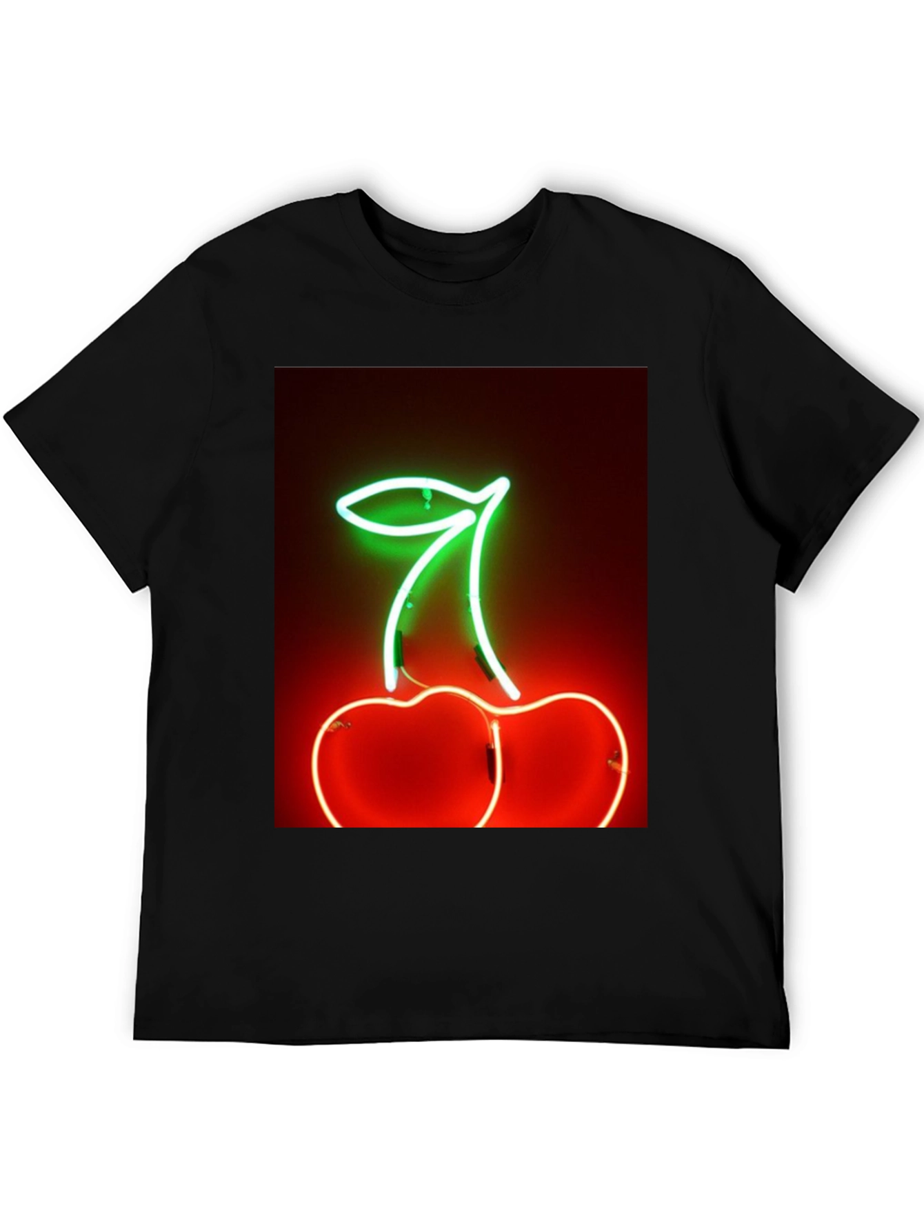 Neon Cherry T-Shirt - Glowing Fruit Graphic Tee