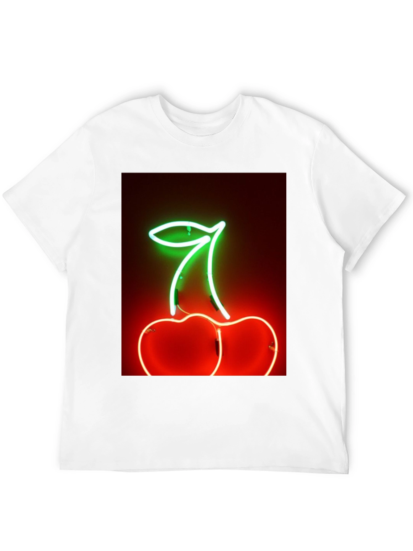 Neon Cherry T-Shirt - Glowing Fruit Graphic Tee