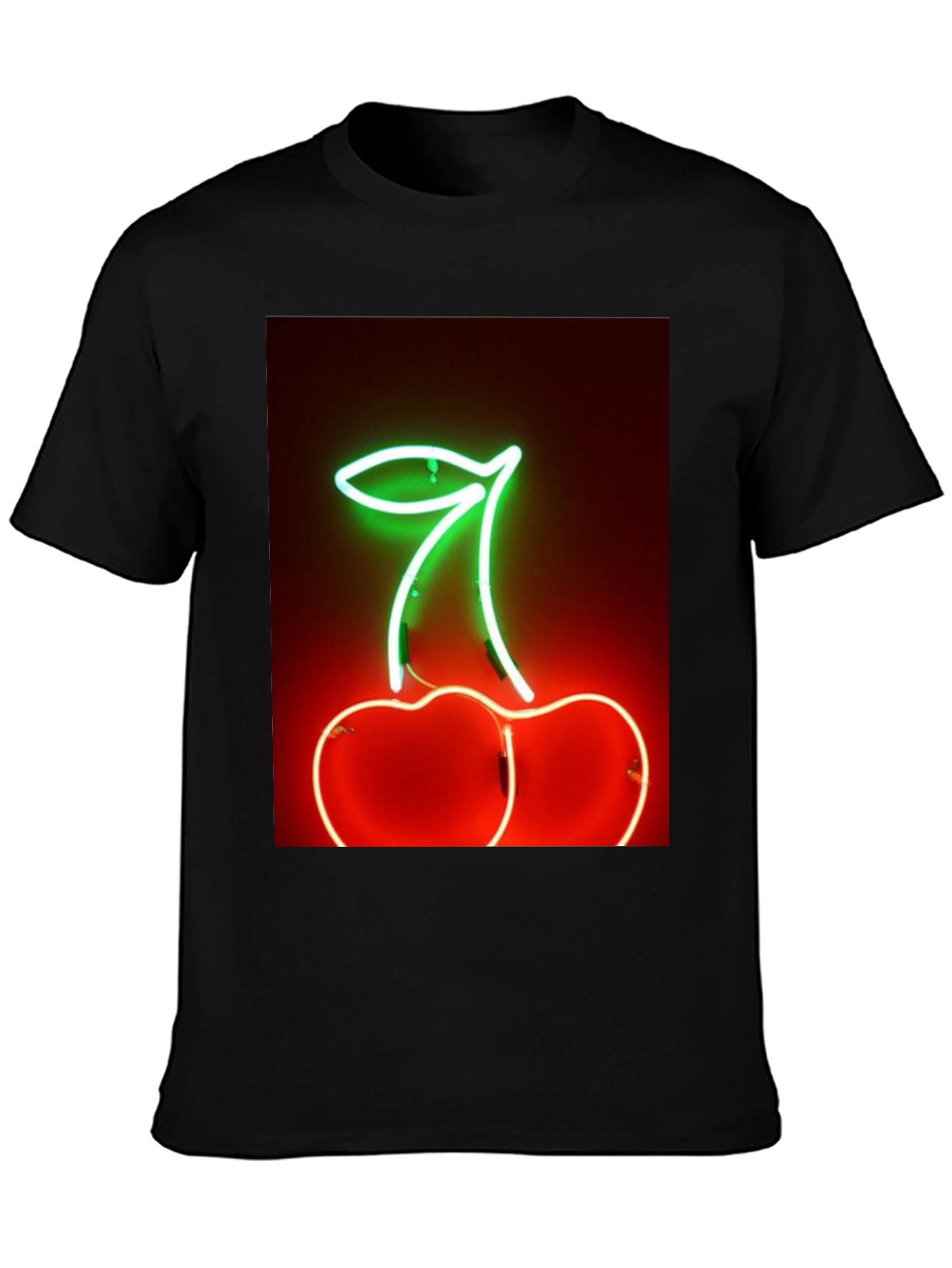 Neon Cherry T-Shirt - Glowing Fruit Graphic Tee