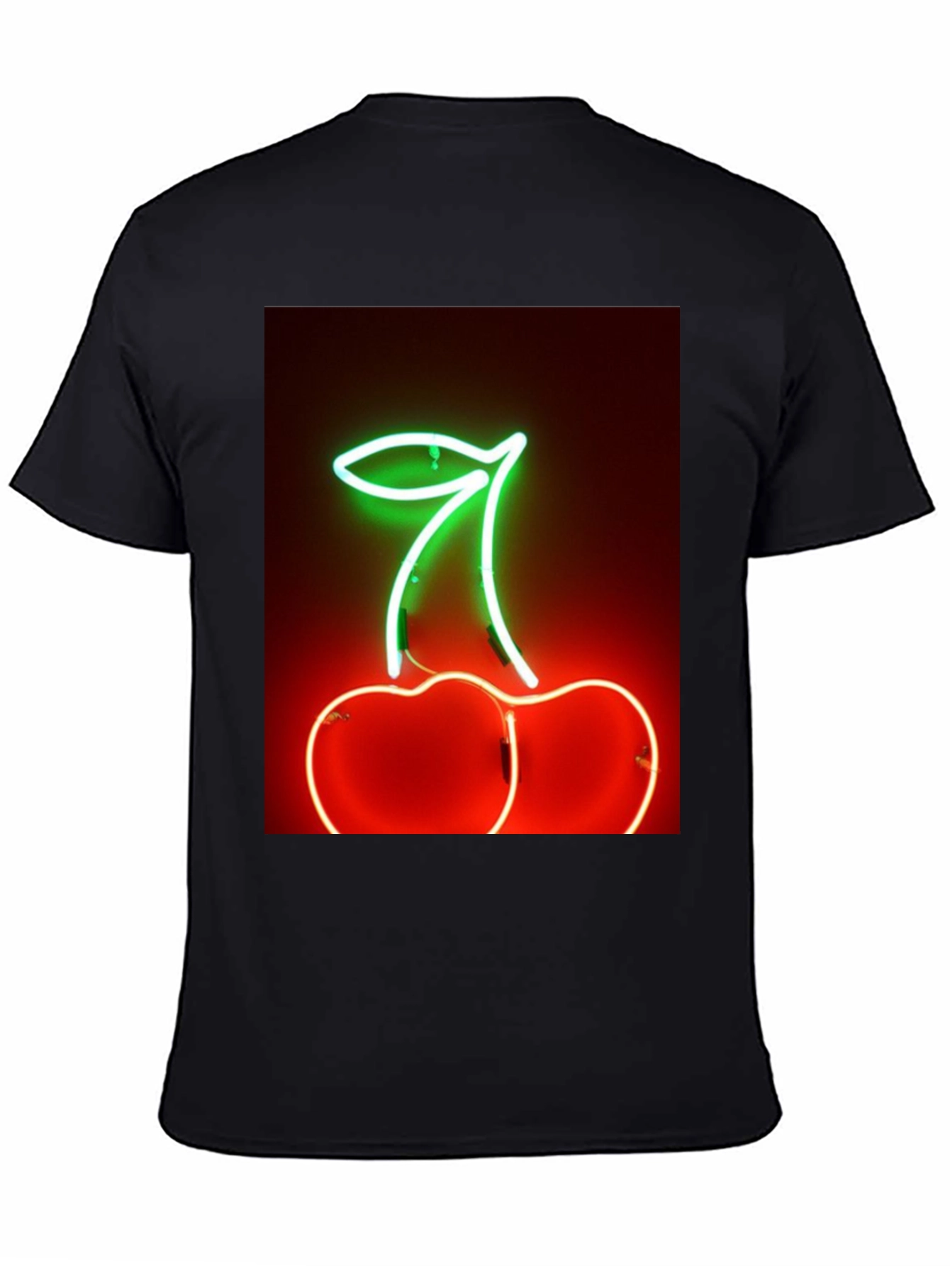 Neon Cherry T-Shirt - Glowing Fruit Graphic Tee