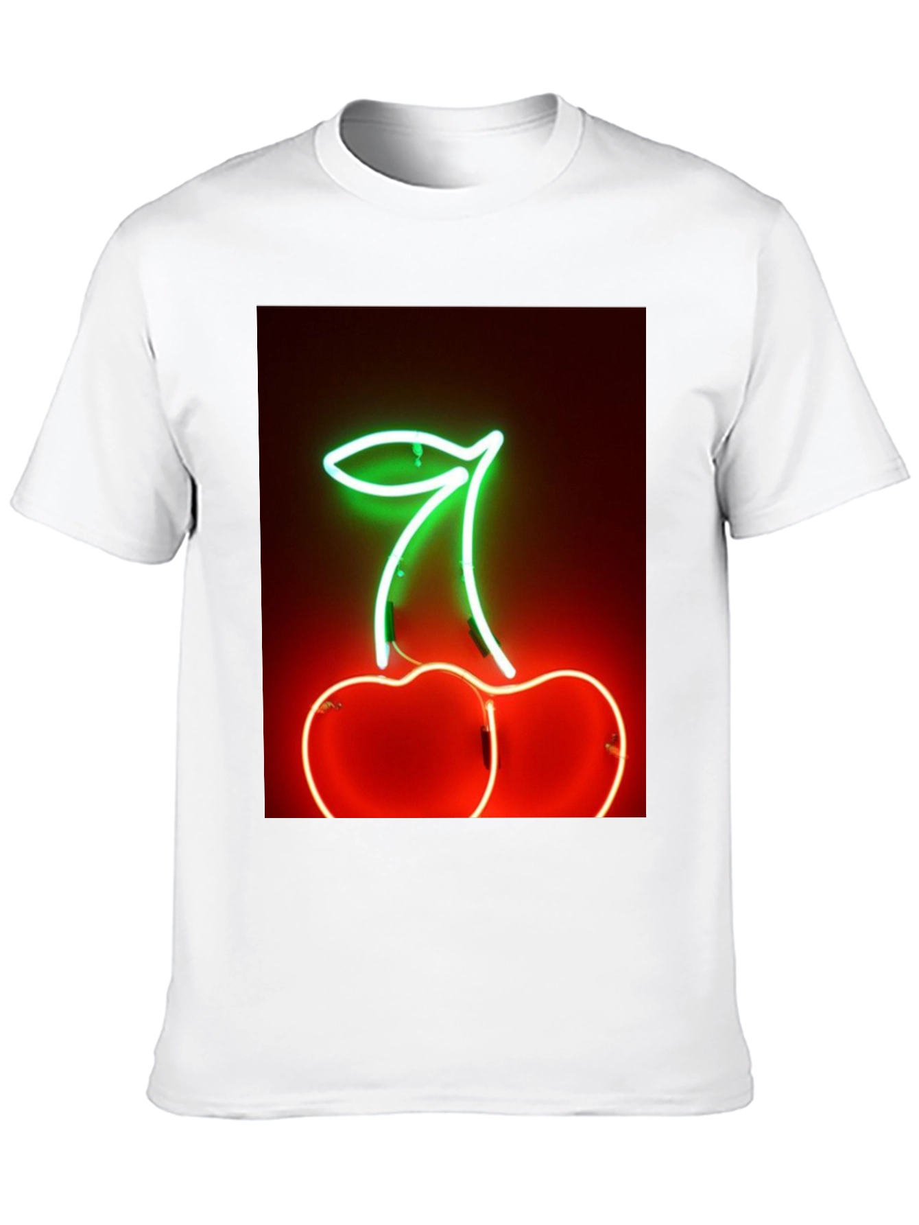 Neon Cherry T-Shirt - Glowing Fruit Graphic Tee