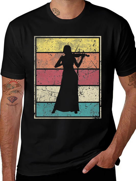 Vintage Violinist Silhouette T-Shirt