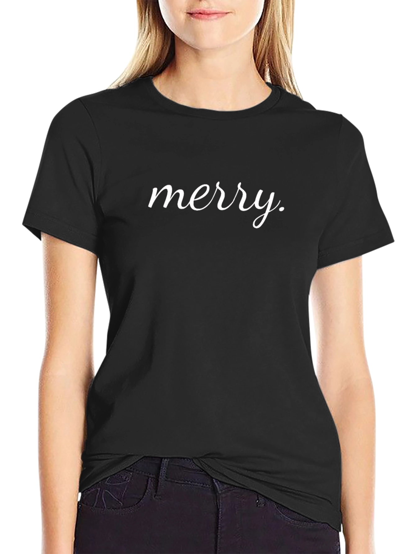 Merry Script T-Shirt - Holiday Festive Tee