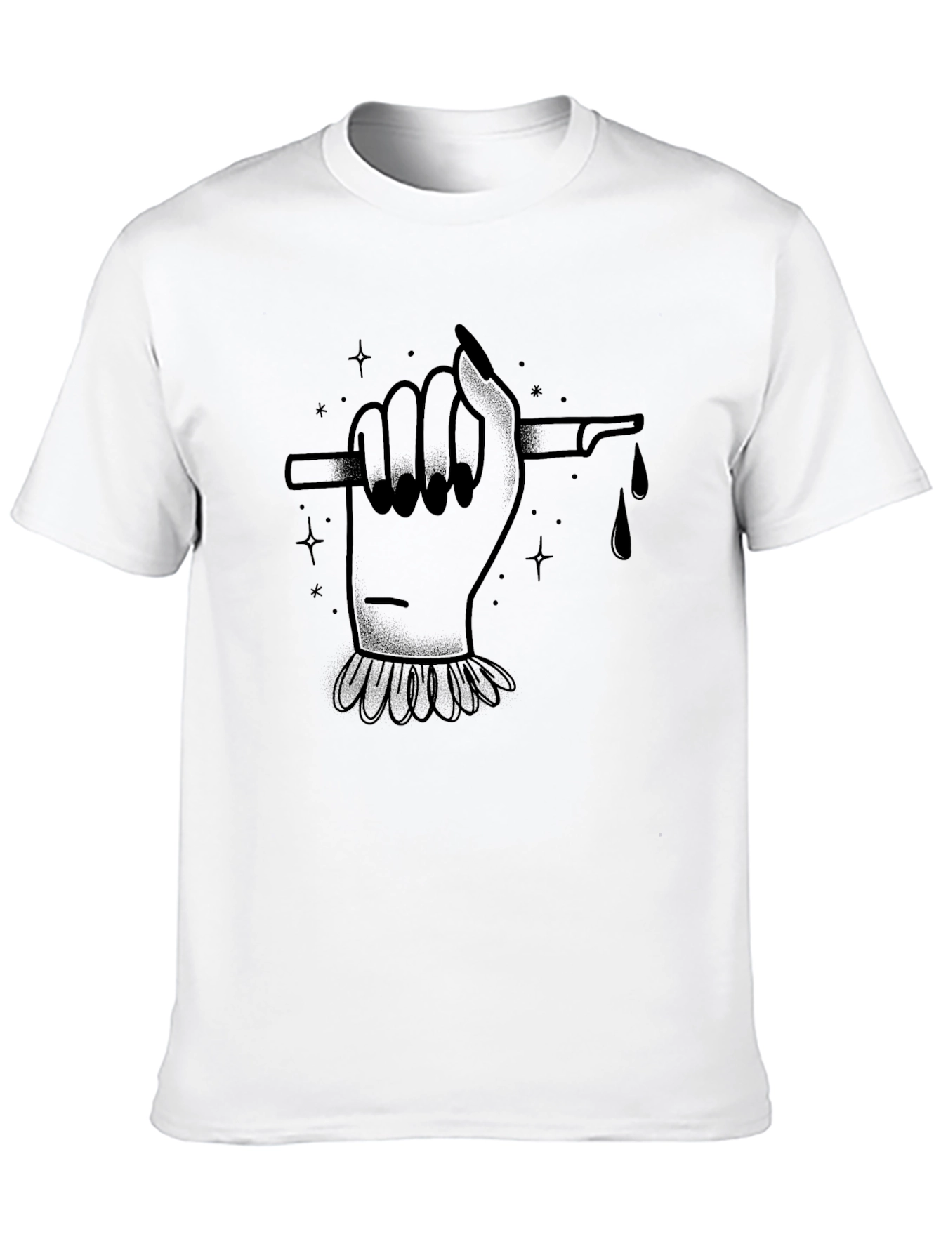 Edgy Hand & Scalpel Graphic Black T-Shirt