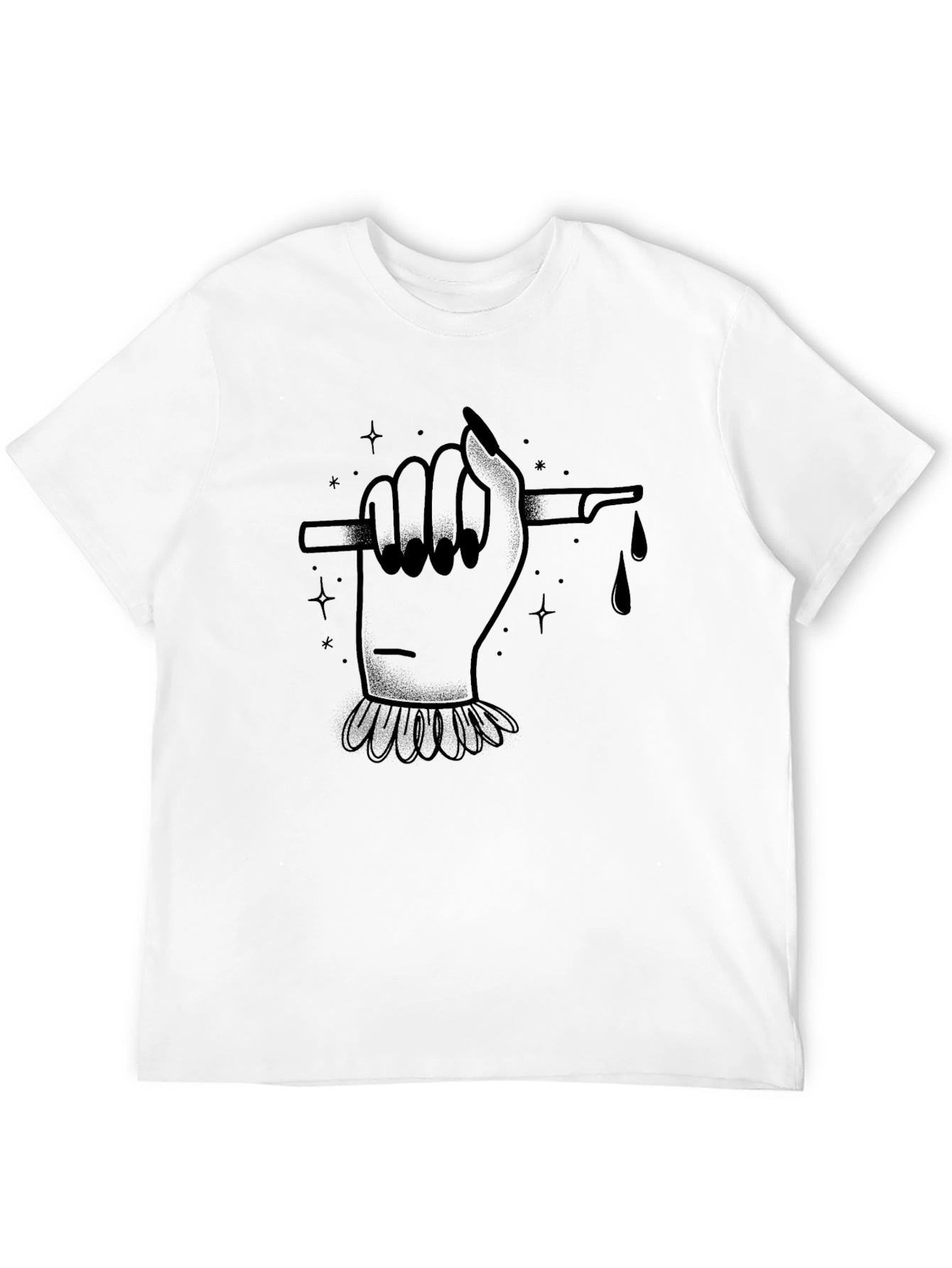Edgy Hand & Scalpel Graphic Black T-Shirt