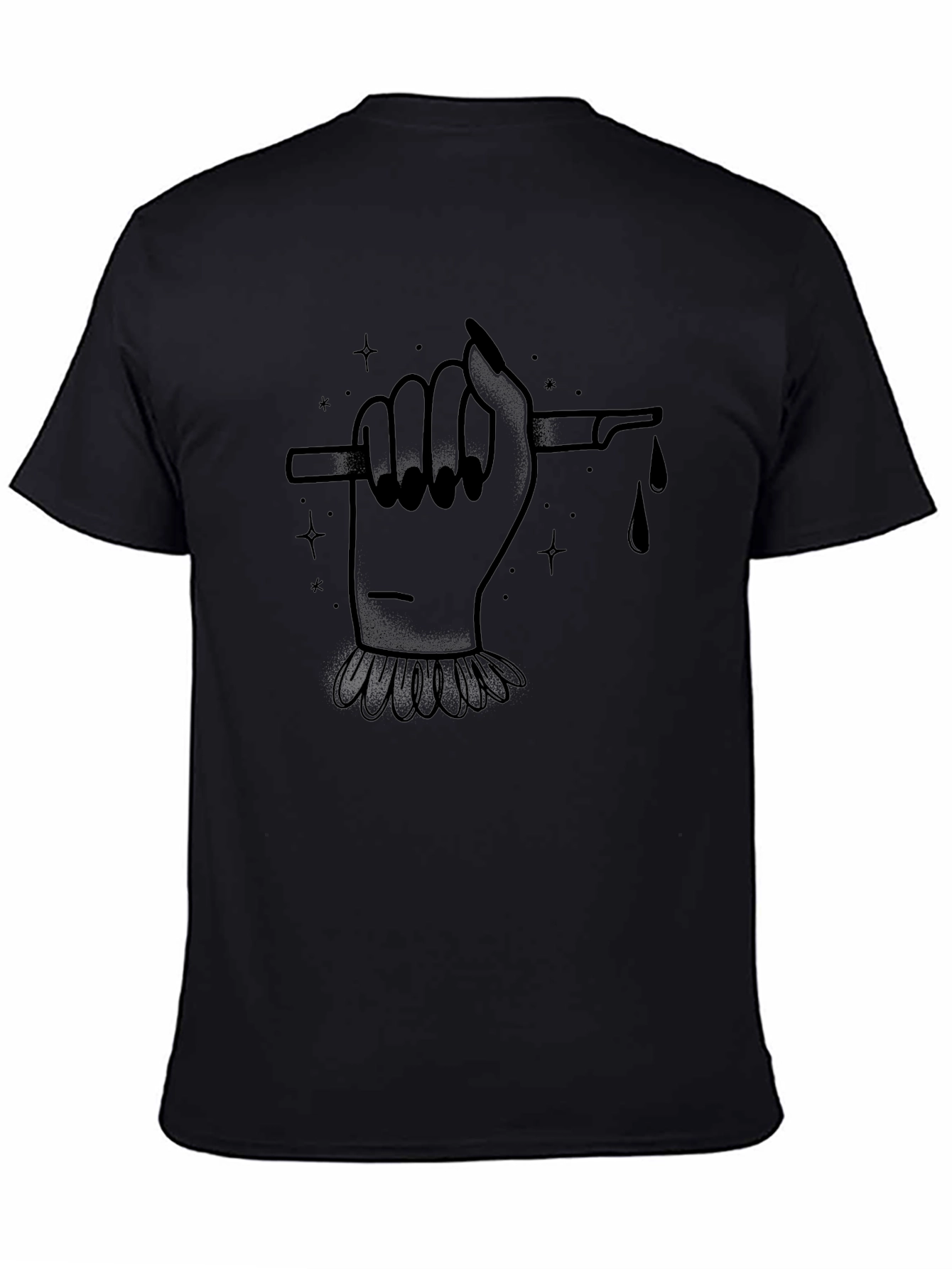 Edgy Hand & Scalpel Graphic Black T-Shirt