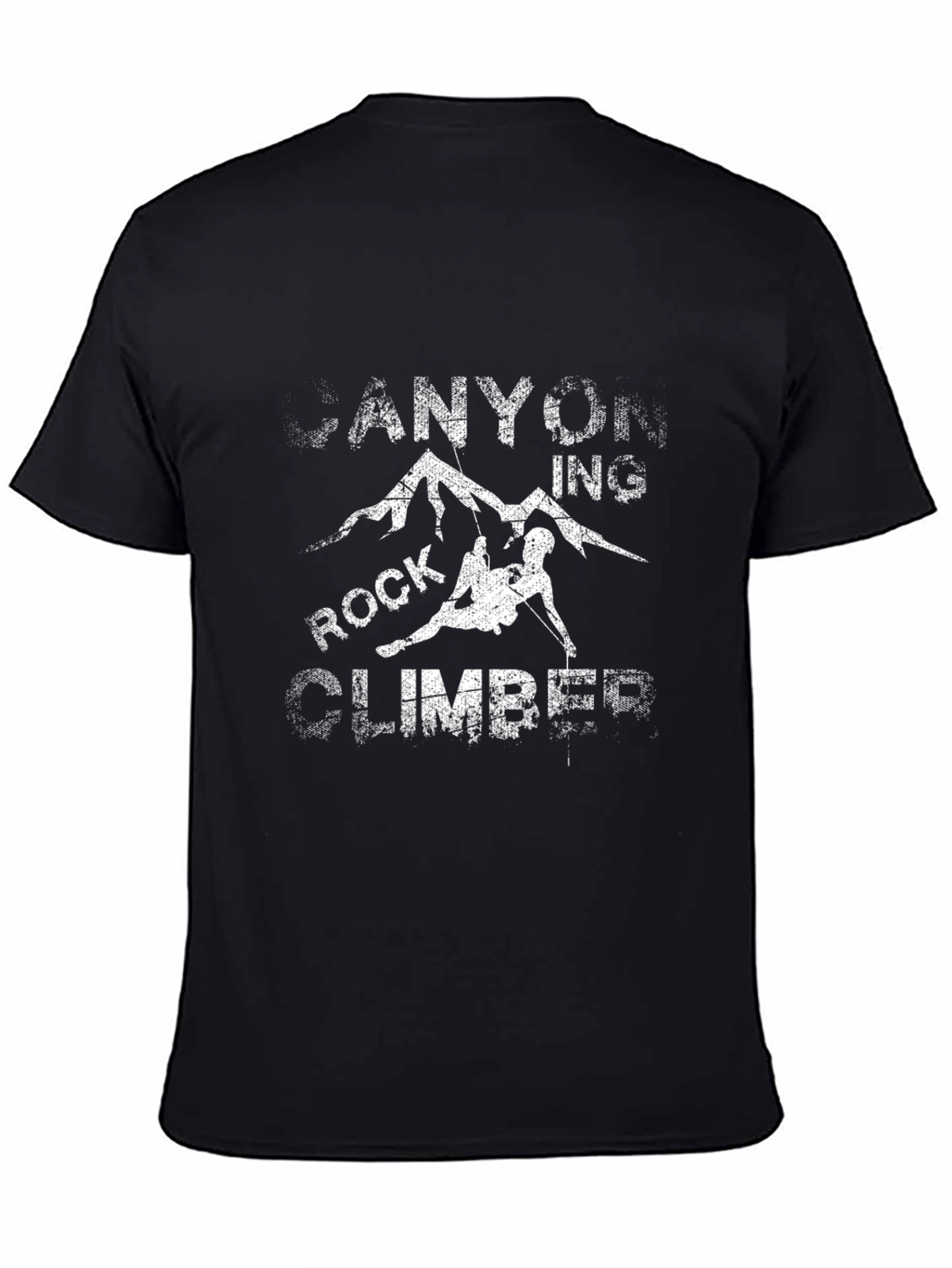 Rock Climbing Canyon T-Shirt Black Cotton Casual