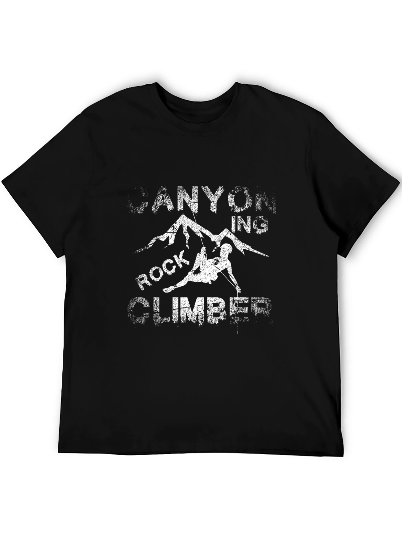 Rock Climbing Canyon T-Shirt Black Cotton Casual