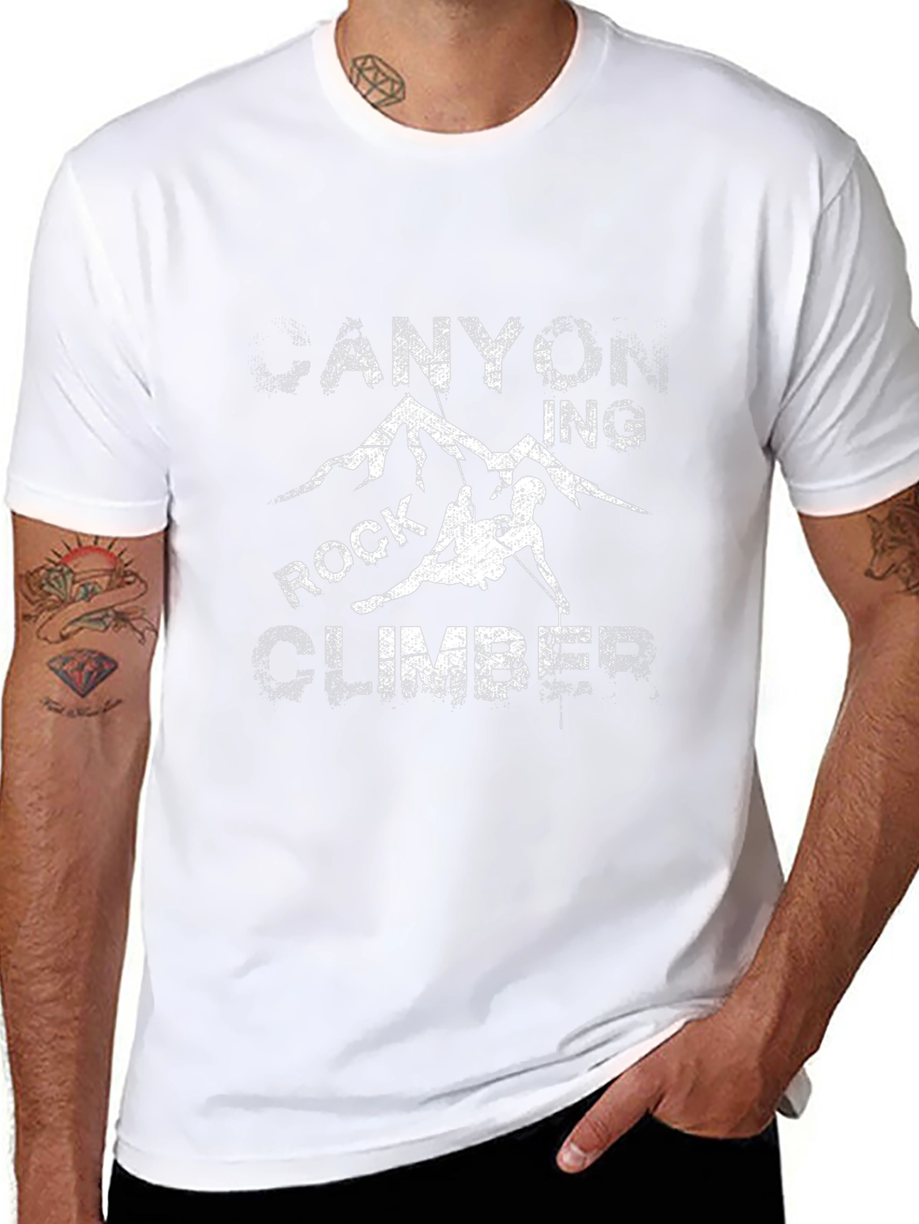 Rock Climbing Canyon T-Shirt Black Cotton Casual