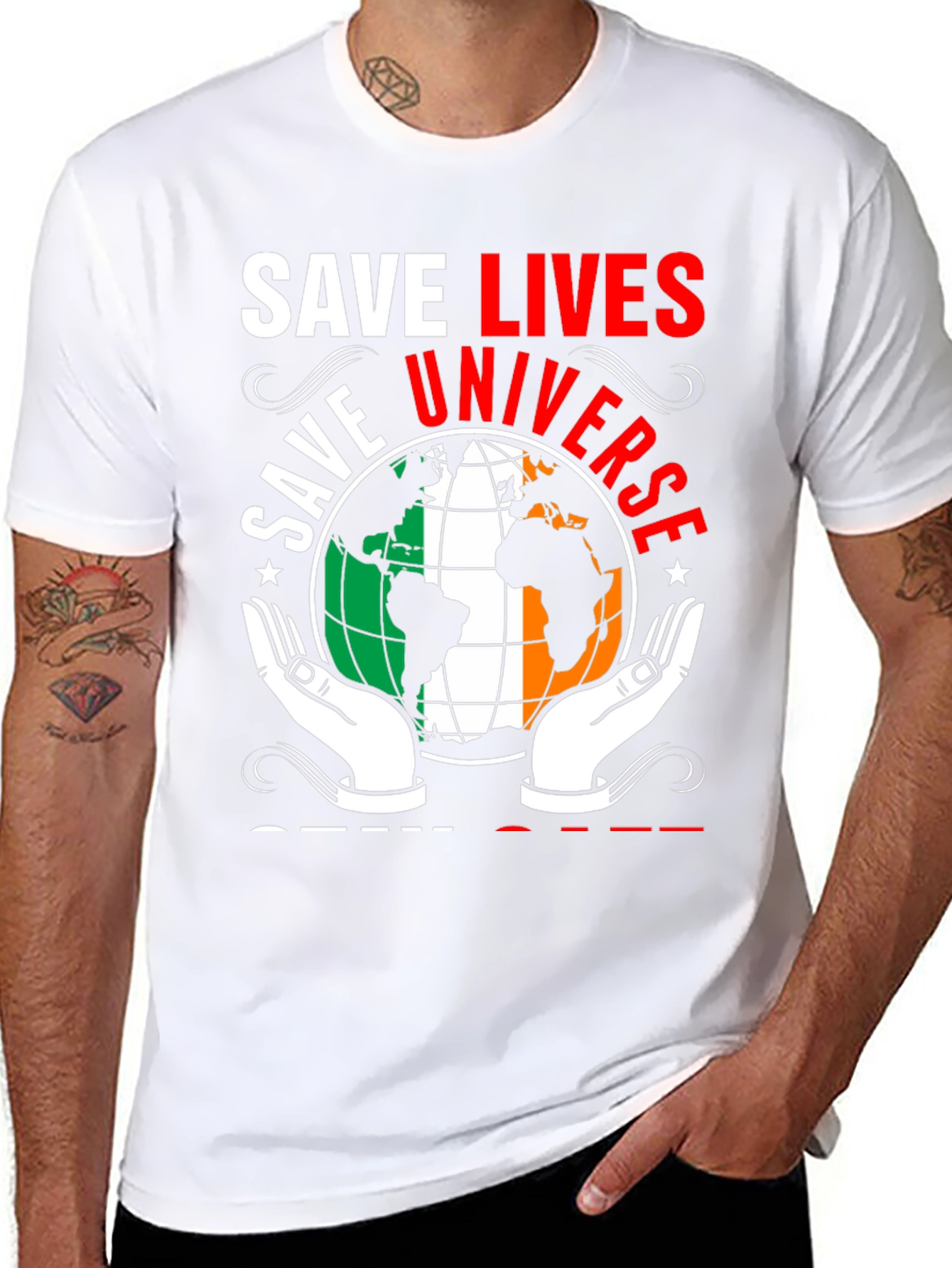 Save Lives Save Universe Earth Ireland Flag T-Shirt