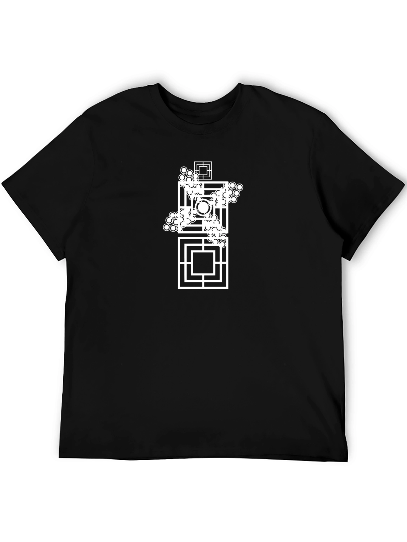 Geometric Art Black Tee - Modern Casual Style