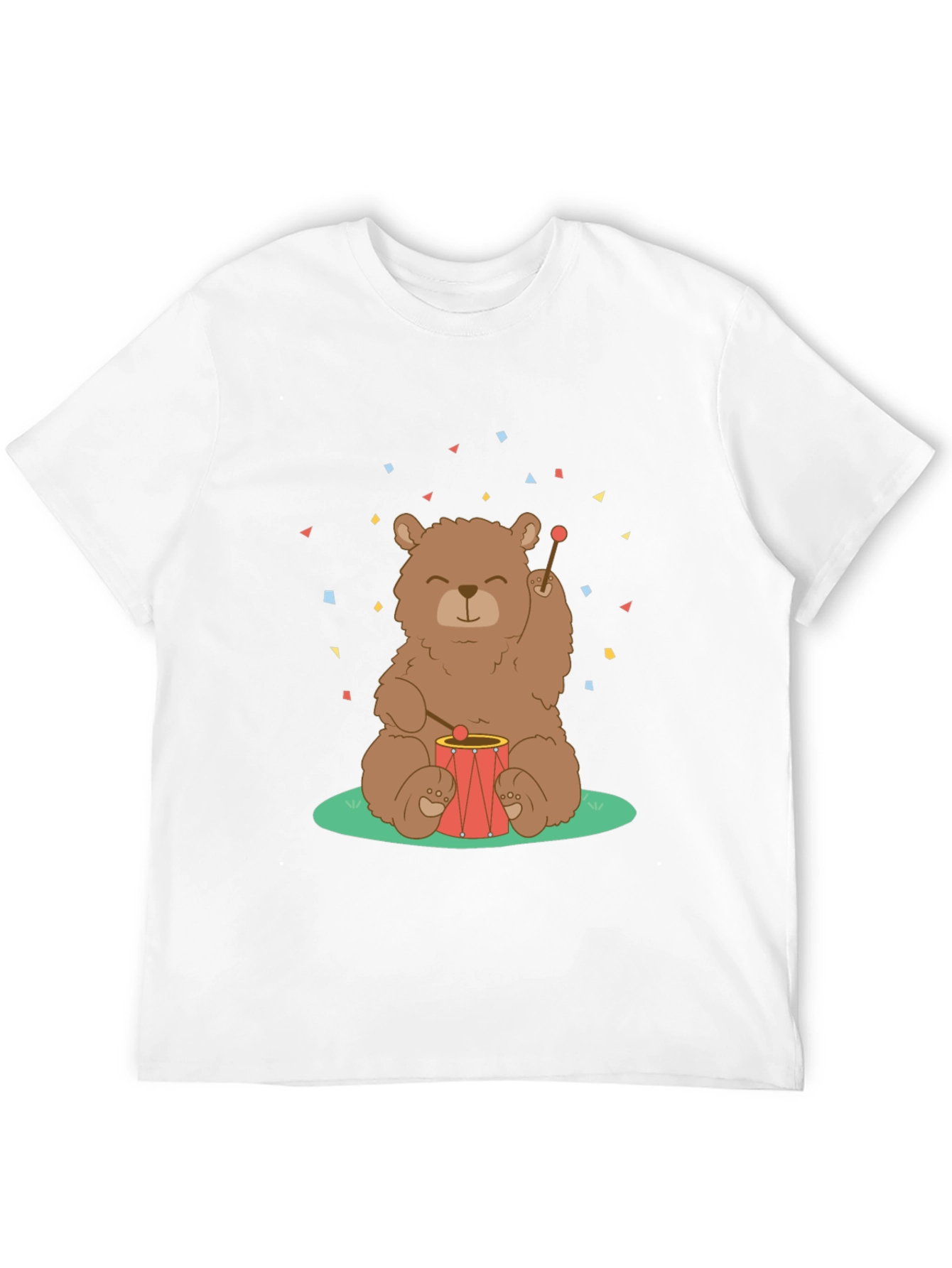 Bear Drummer Graphic T-Shirt - Black Cotton Tee