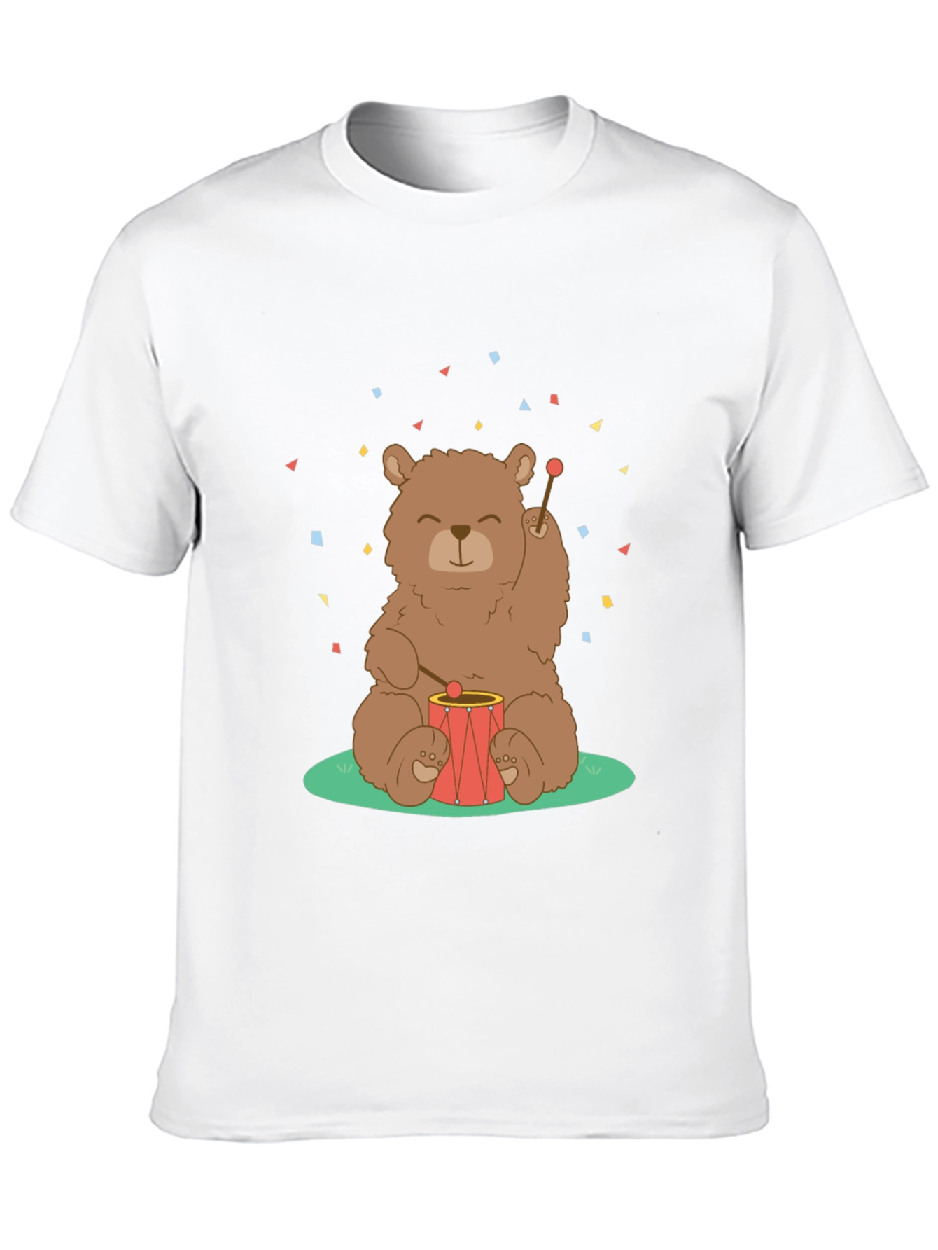 Bear Drummer Graphic T-Shirt - Black Cotton Tee