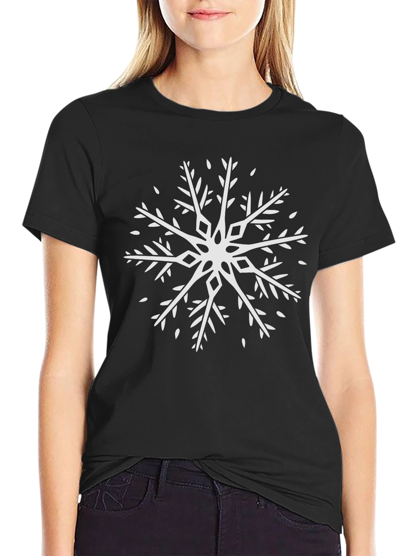 Winter Snowflake Graphic Tee - Black