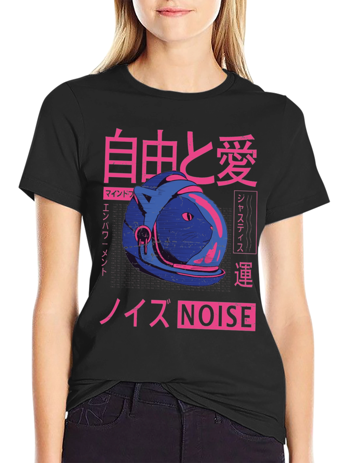 Retro Japanese Cat Astronaut Graphic T-Shirt