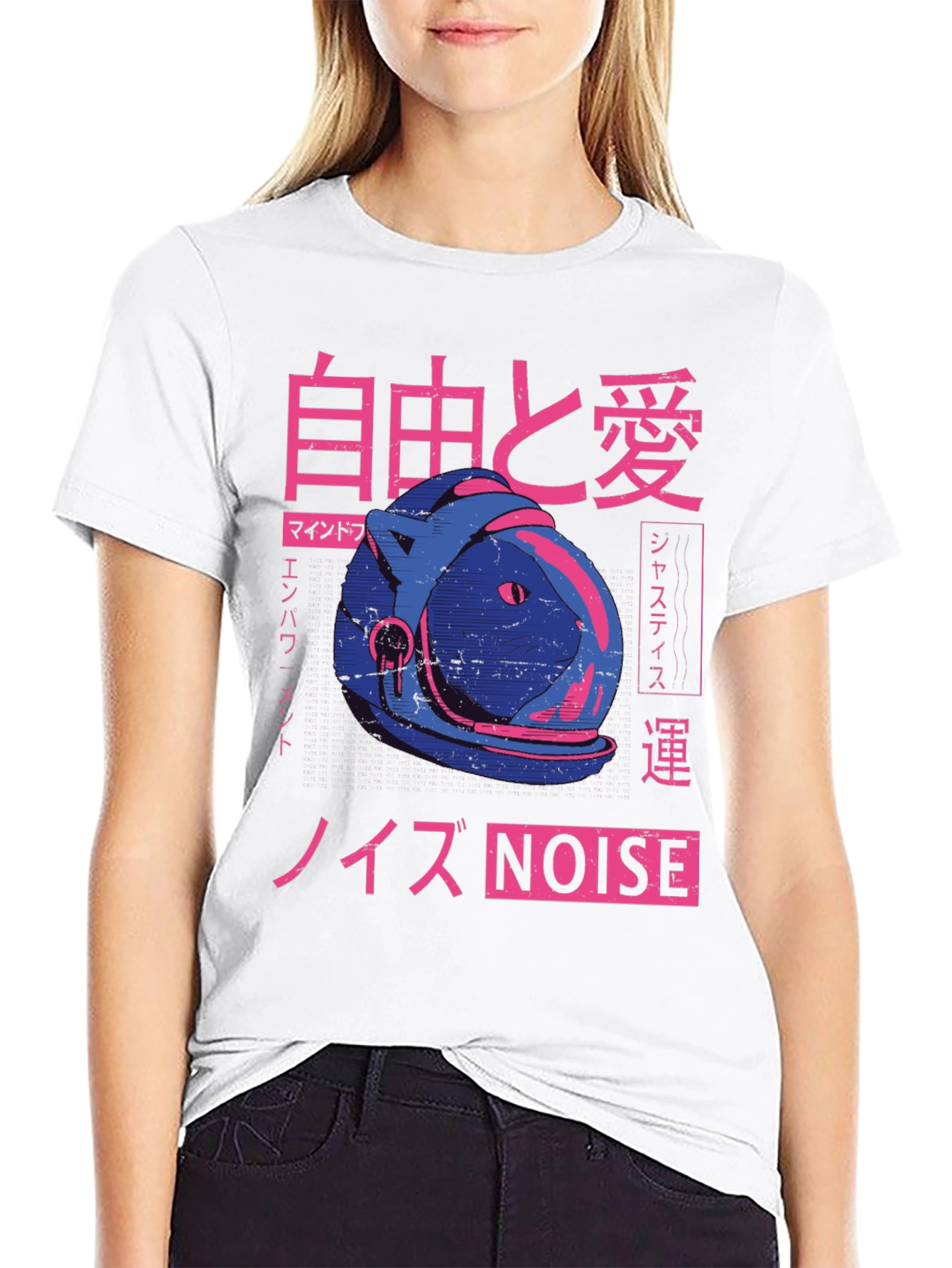 Retro Japanese Cat Astronaut Graphic T-Shirt