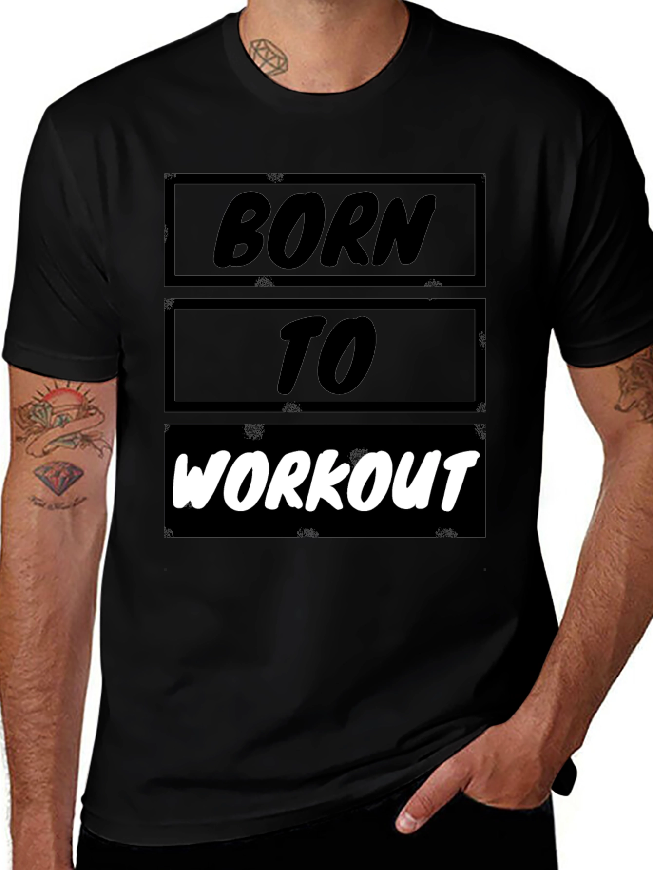 Born to Workout Black Graphic T-Shirt