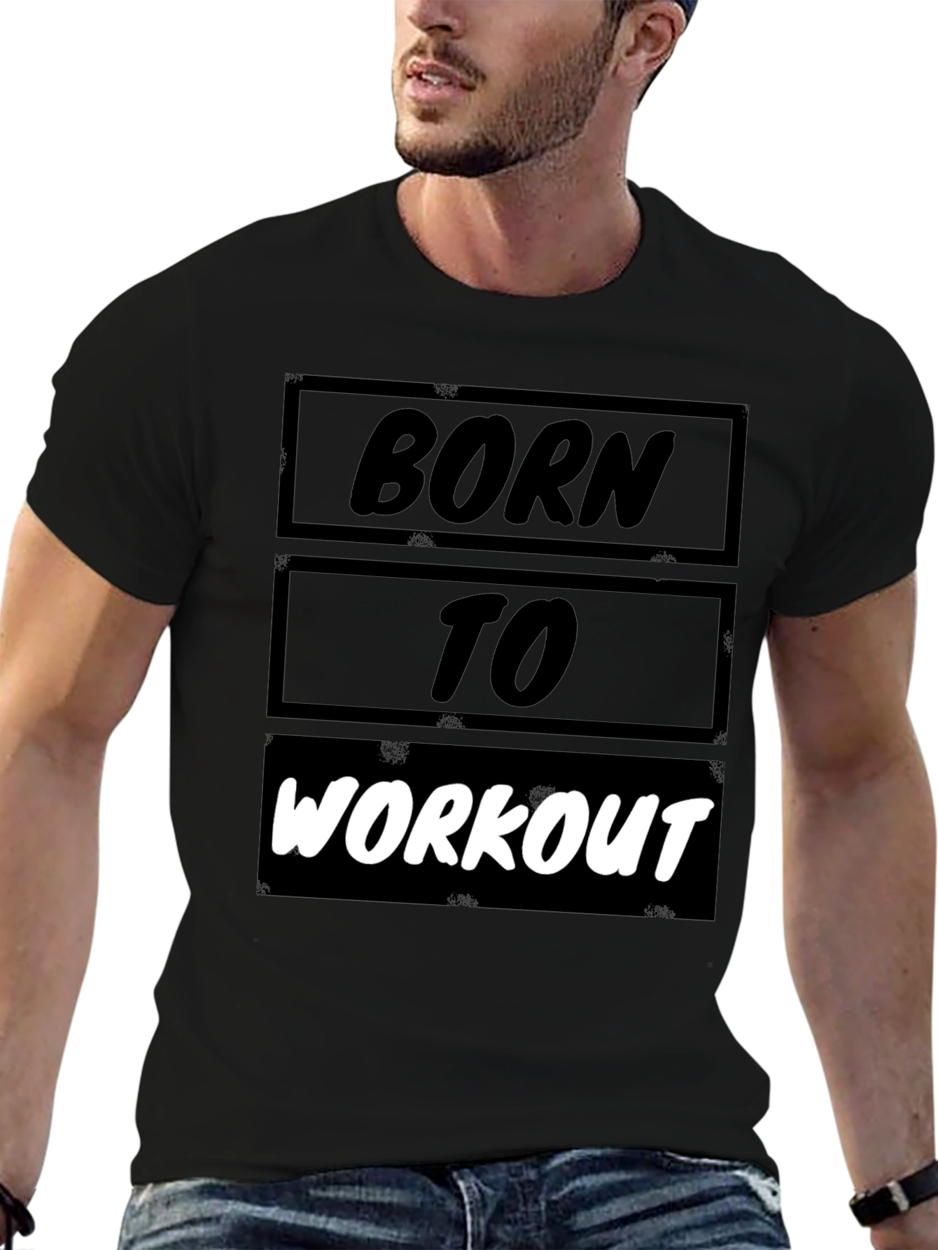 Born to Workout Black Graphic T-Shirt