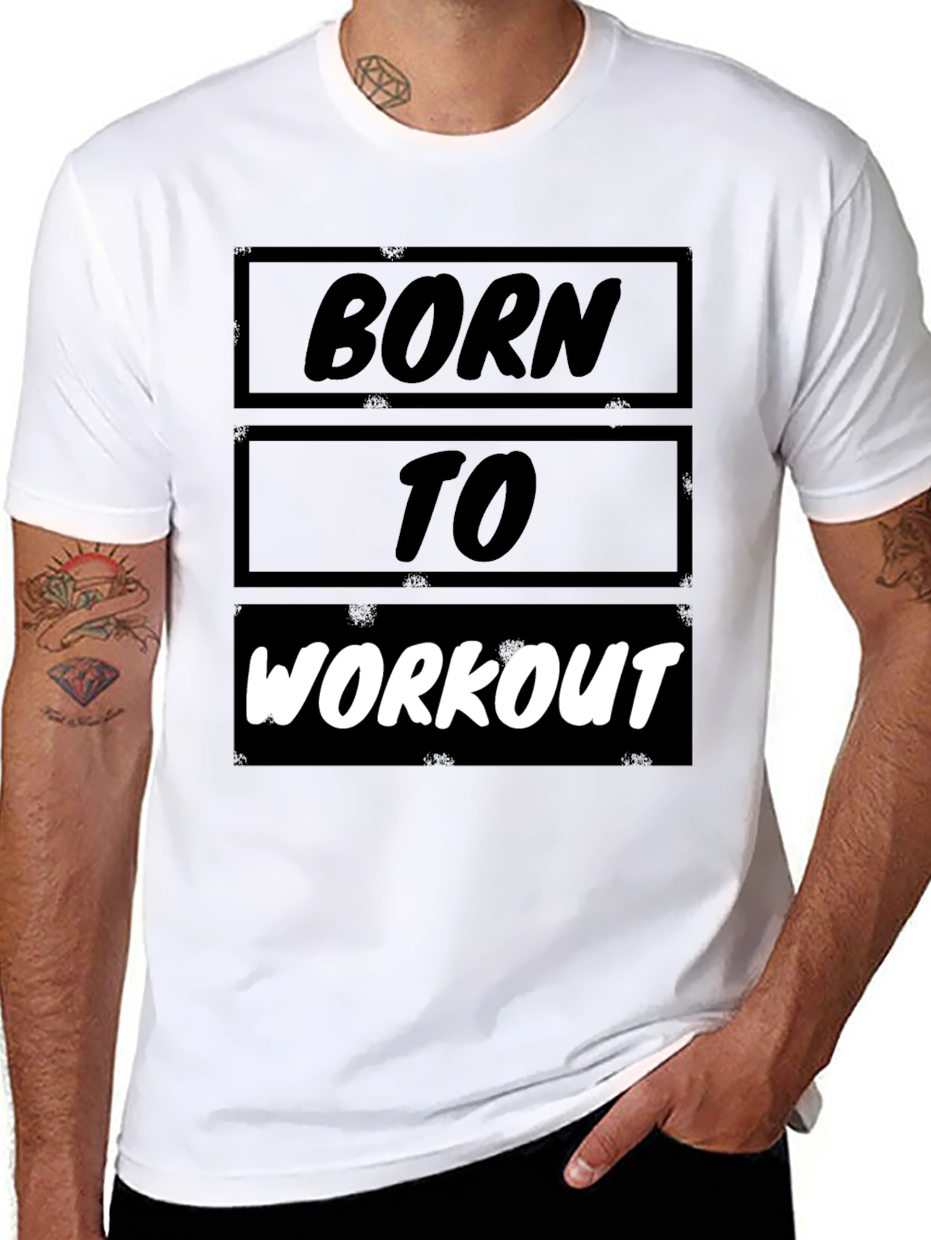 Born to Workout Black Graphic T-Shirt