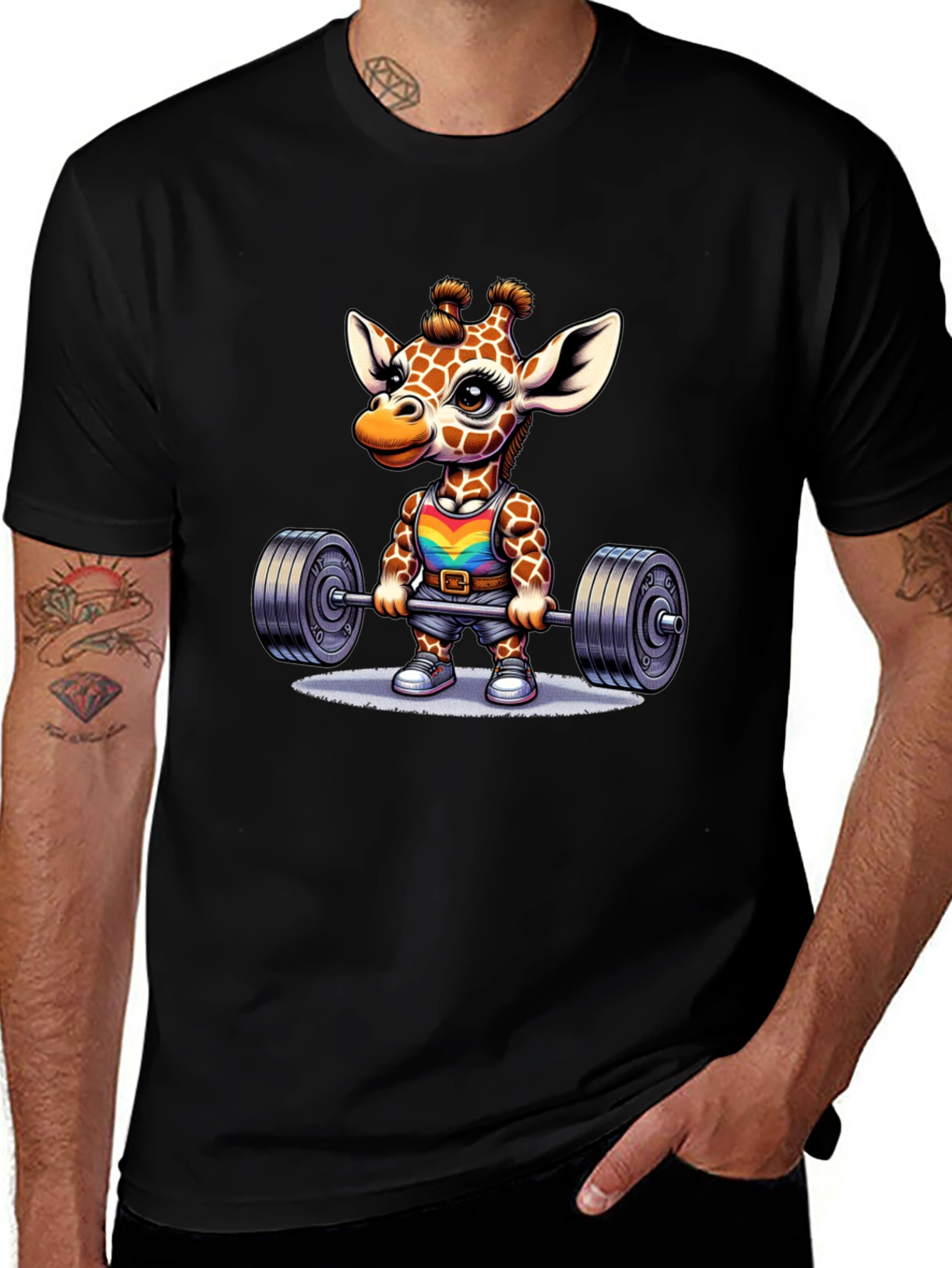 Giraffe Gym T-Shirt - Weightlifting Animal Tee