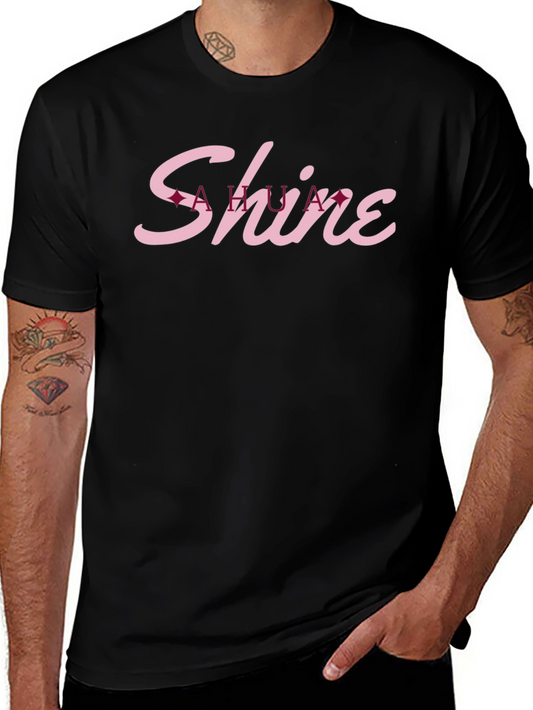 Shine Script Tee - Classic Black Cotton Blend T-Shirt
