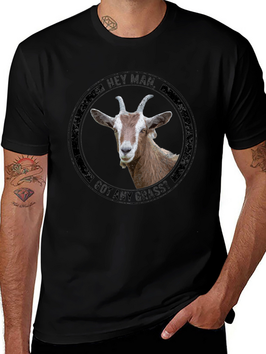 Hey Man Got Any Grass? Goat Graphic T-Shirt