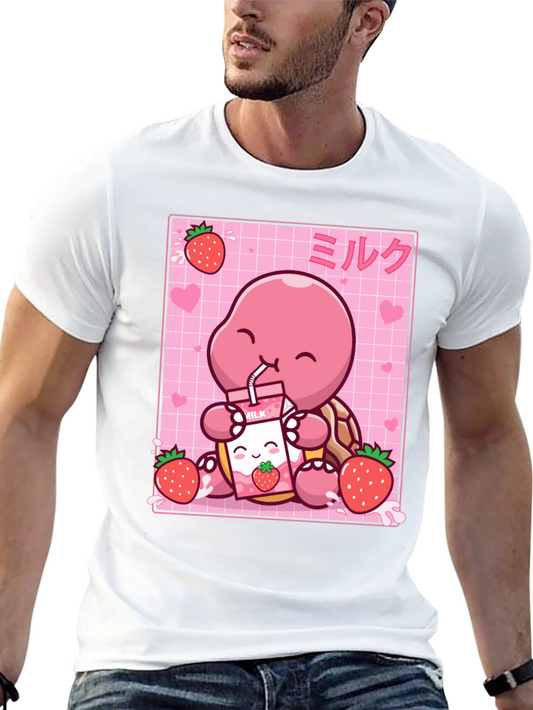 Kawaii Turtle Strawberry Milk T-Shirt
