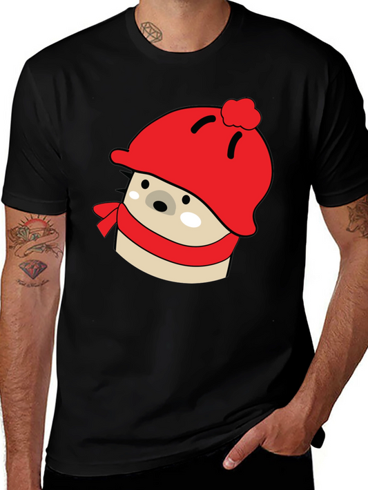 Cute Winter Bear T-Shirt - Red Hat & Scarf