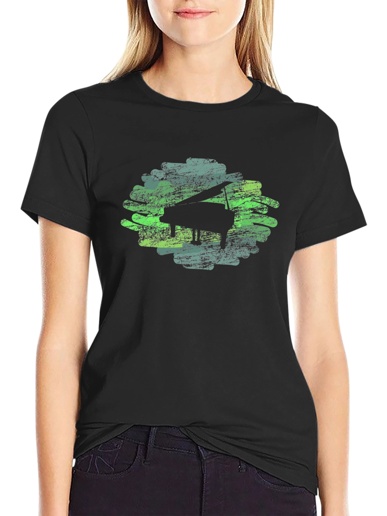 Piano Music Lover Black T-Shirt