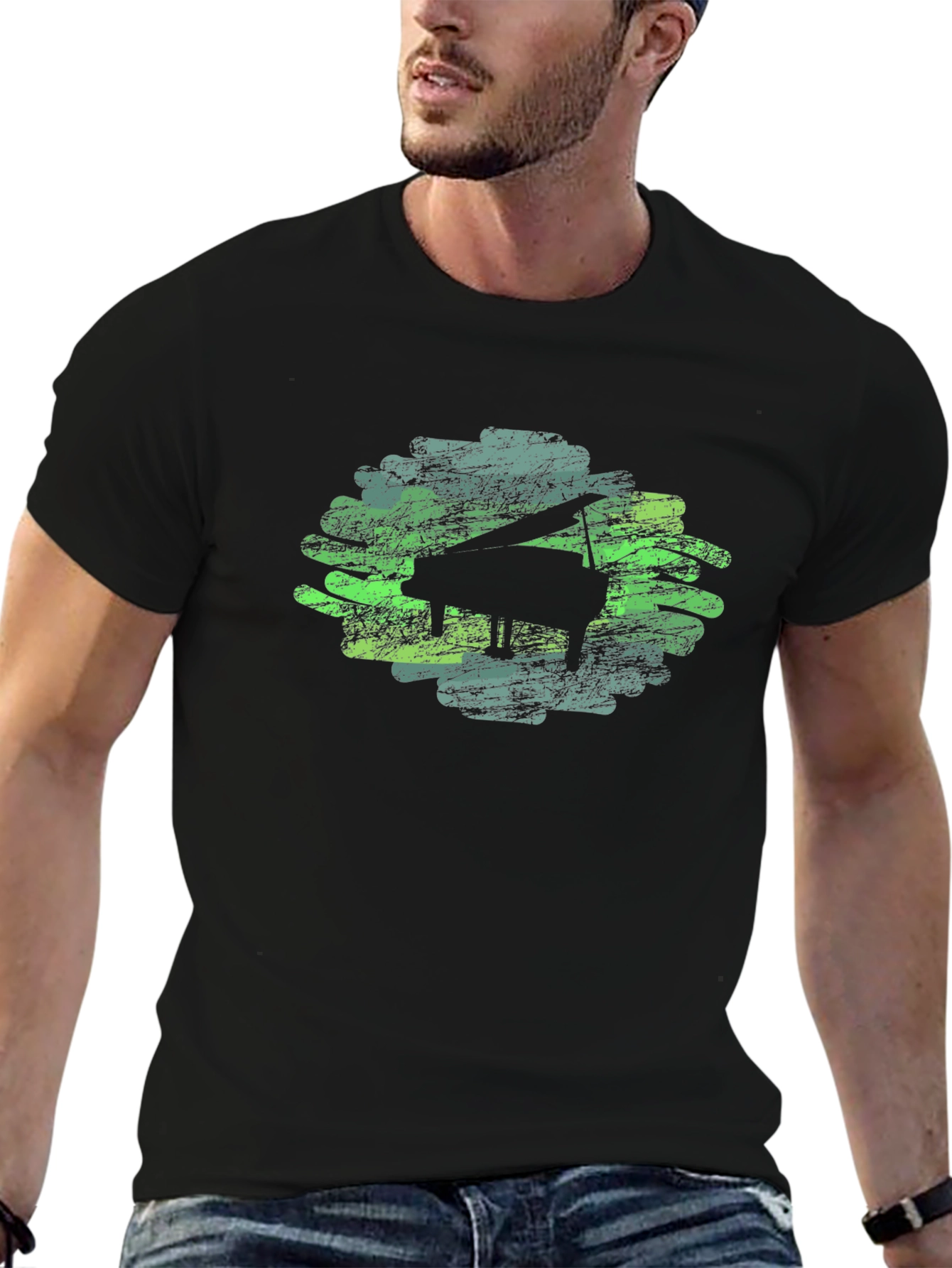 Piano Music Lover Black T-Shirt
