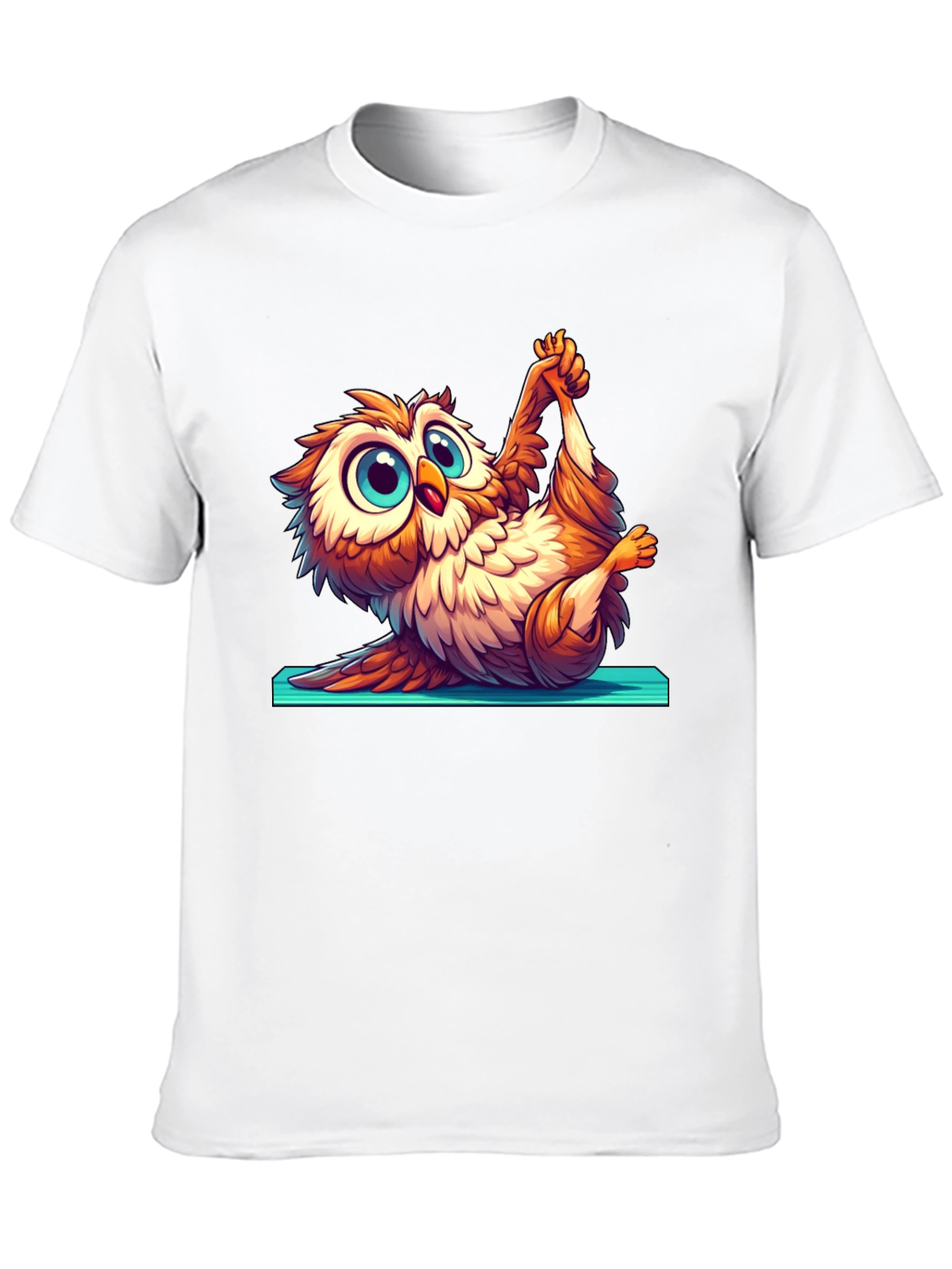 Yoga Owl Graphic Tee - Cute Cartoon Design