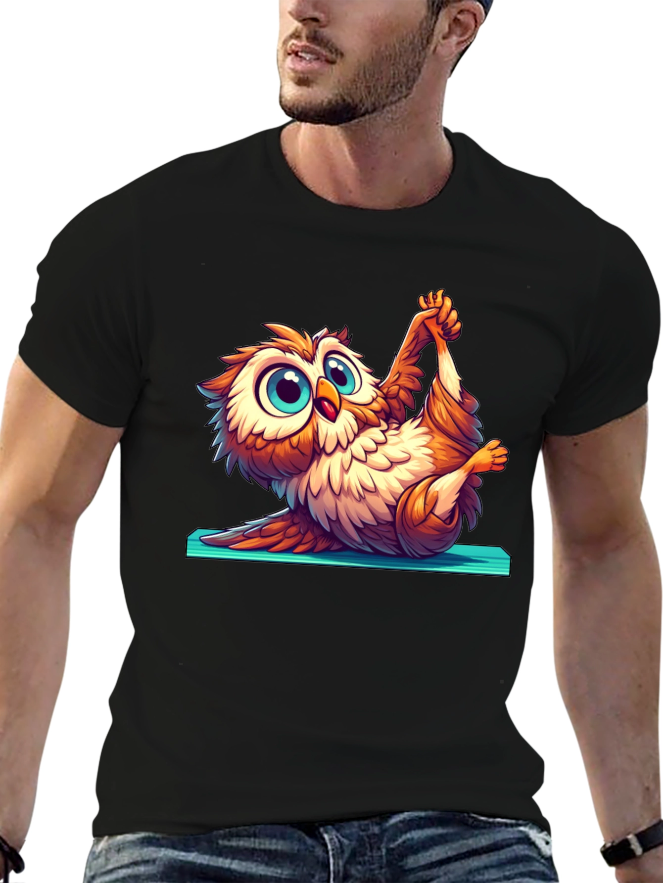 Yoga Owl Graphic Tee - Cute Cartoon Design