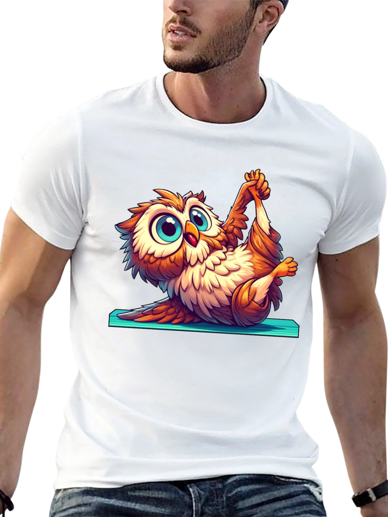 Yoga Owl Graphic Tee - Cute Cartoon Design