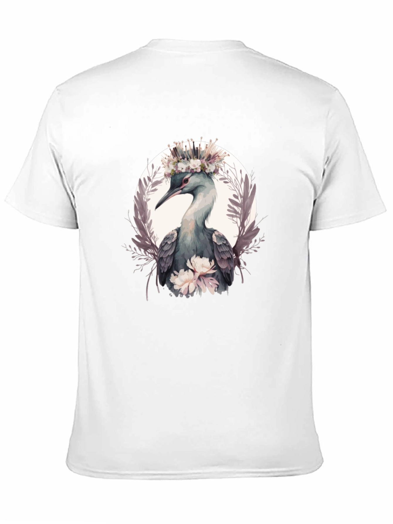 Elegant Bird Floral Crown T-Shirt