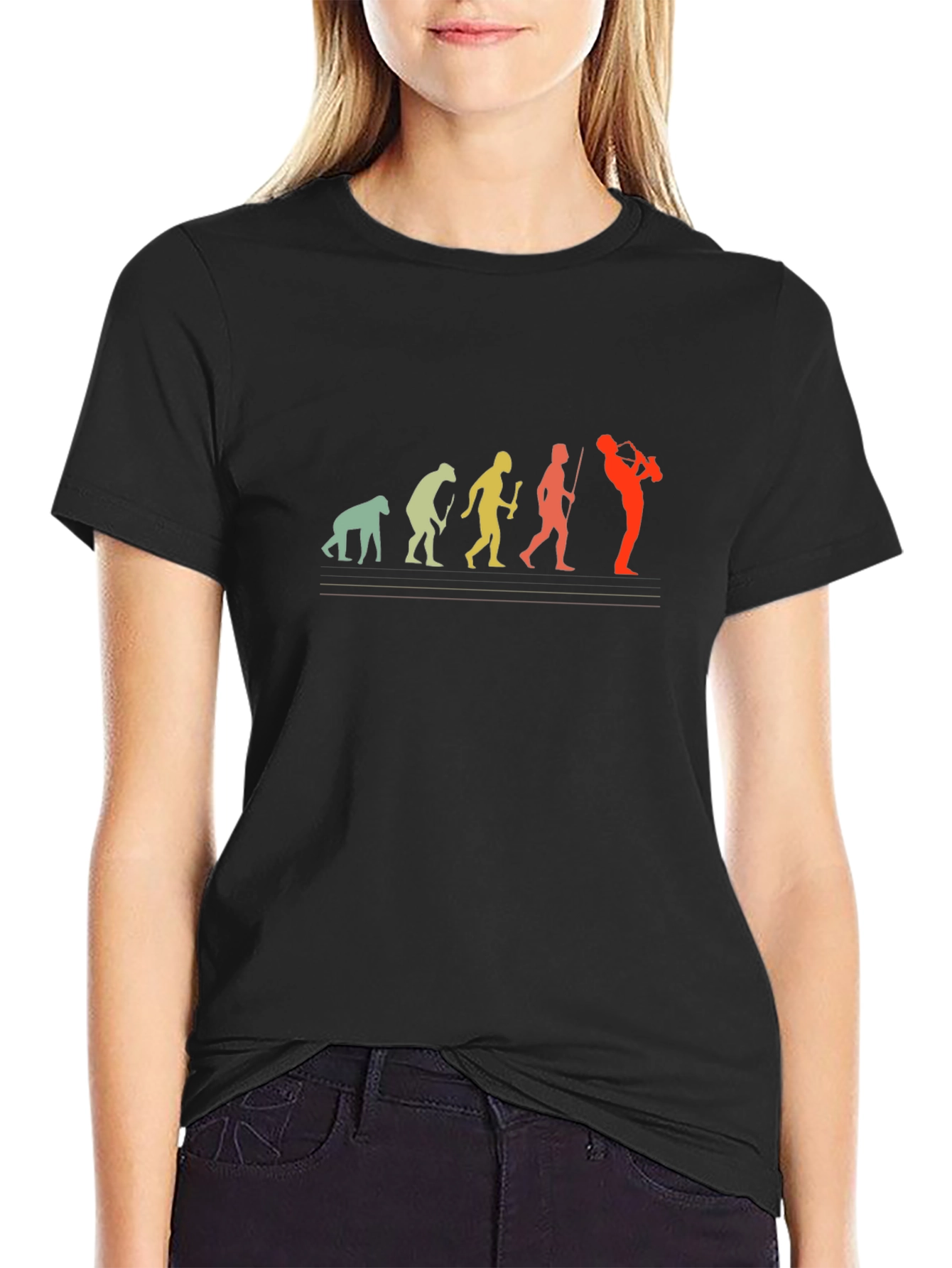 Evolution of Saxophone Player Graphic T-Shirt