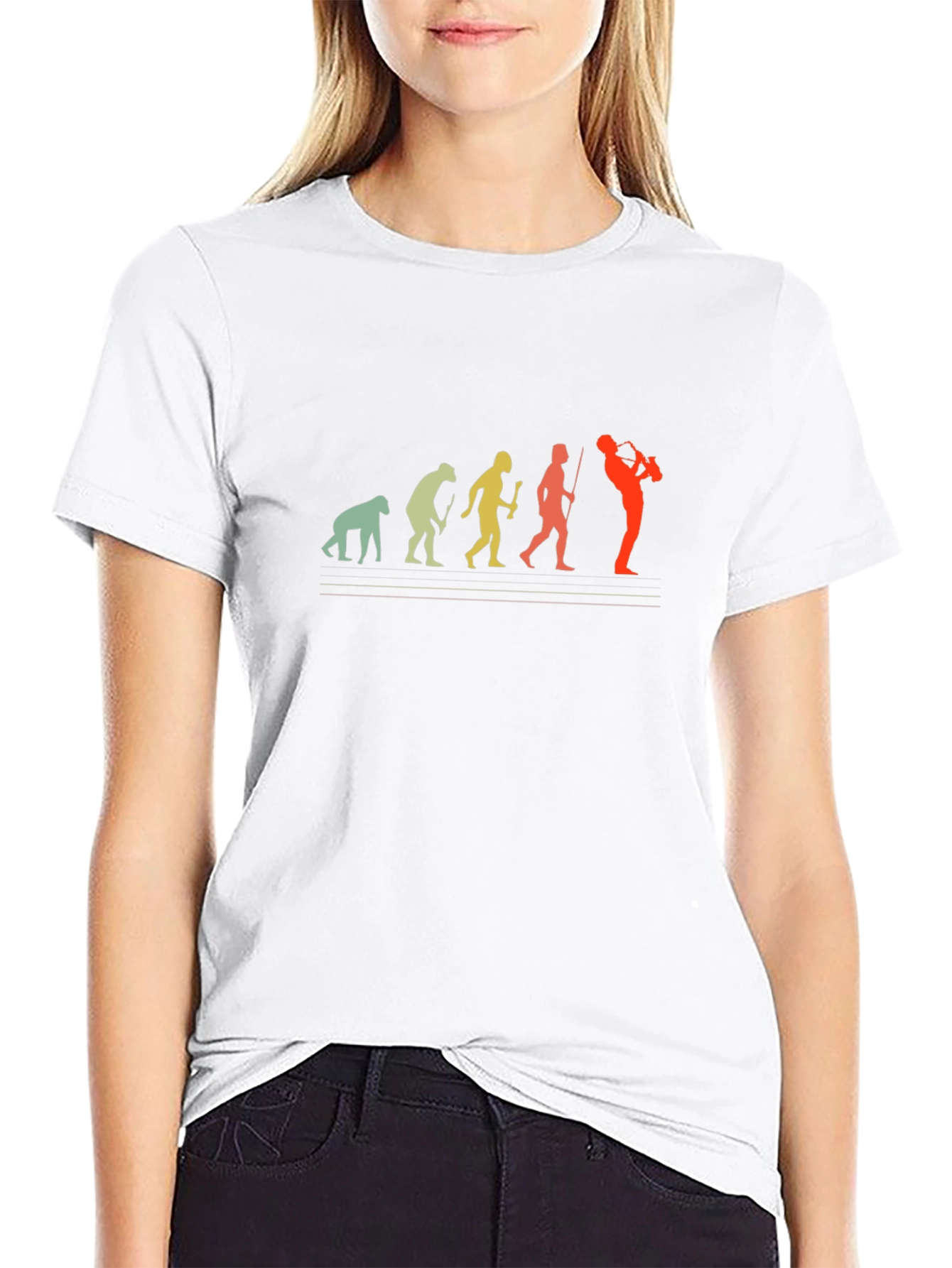 Evolution of Saxophone Player Graphic T-Shirt