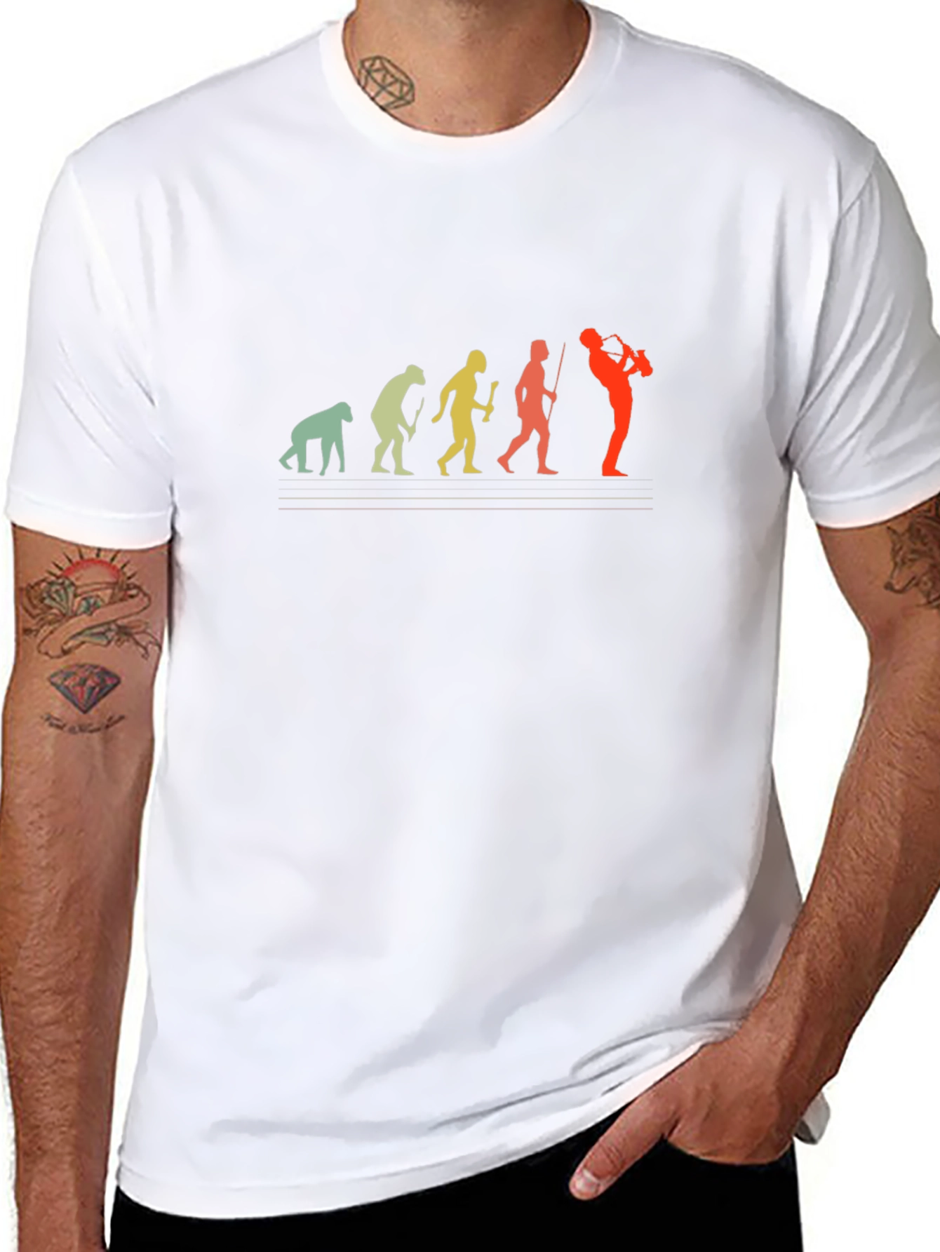 Evolution of Saxophone Player Graphic T-Shirt