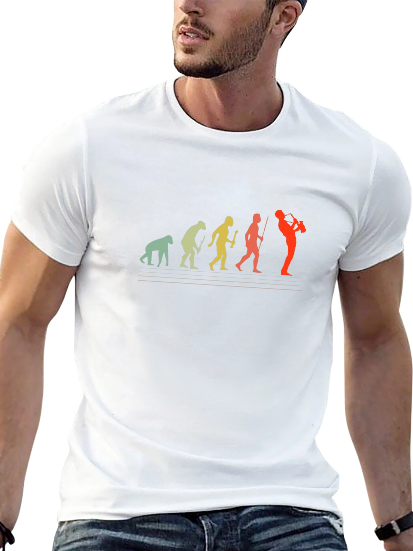 Evolution of Saxophone Player Graphic T-Shirt
