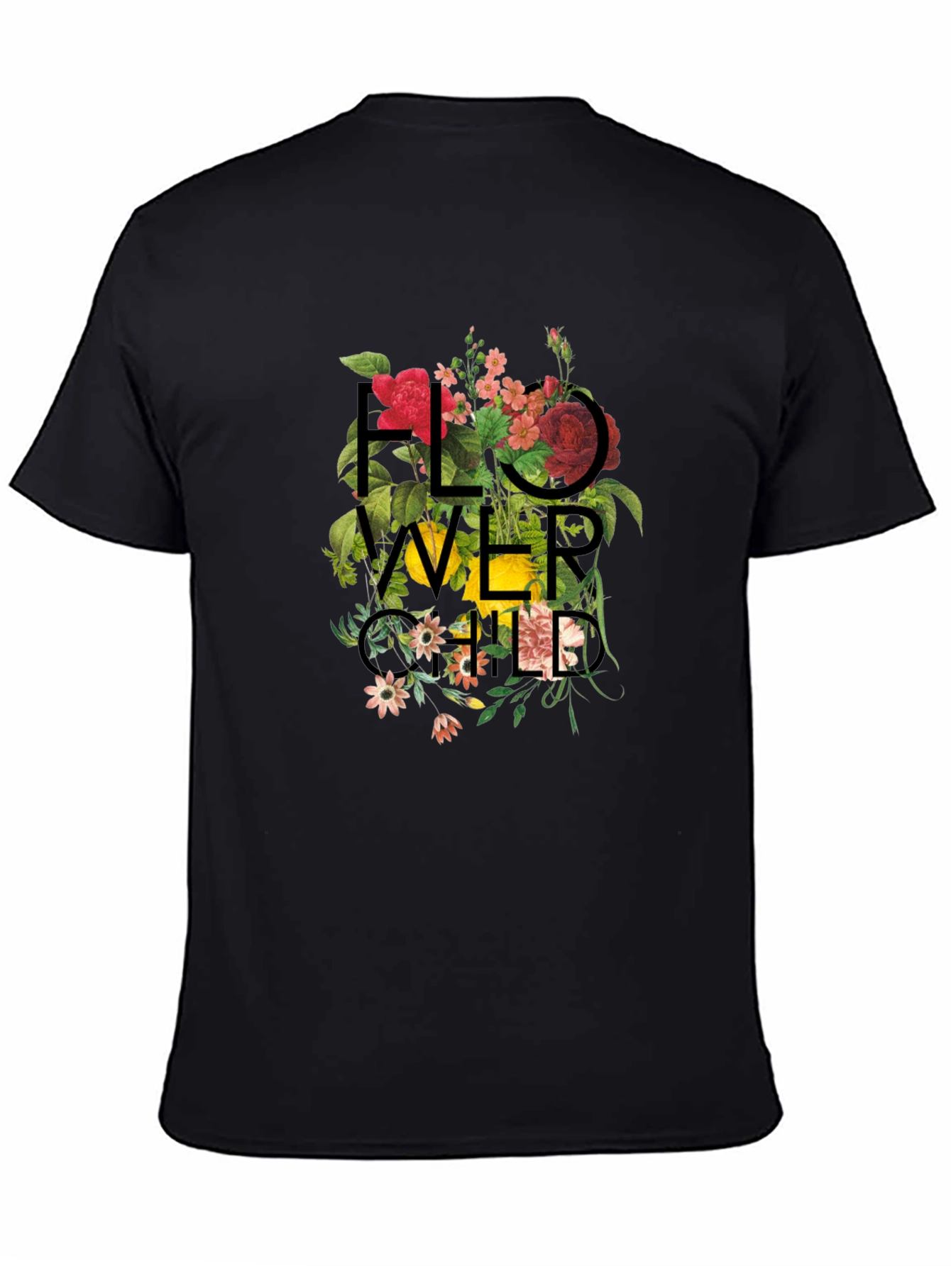 Floral Child Graphic Black T-Shirt