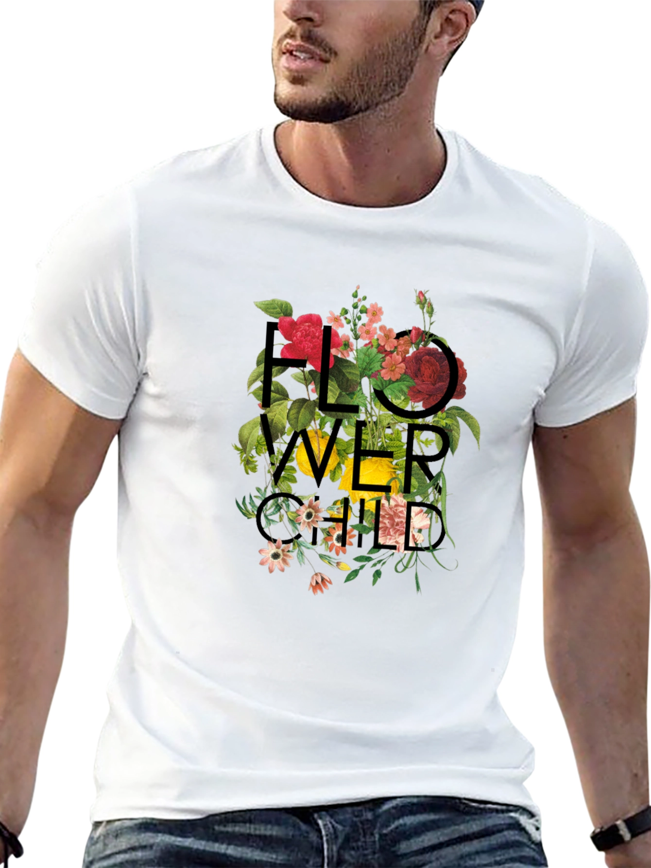 Floral Child Graphic Black T-Shirt