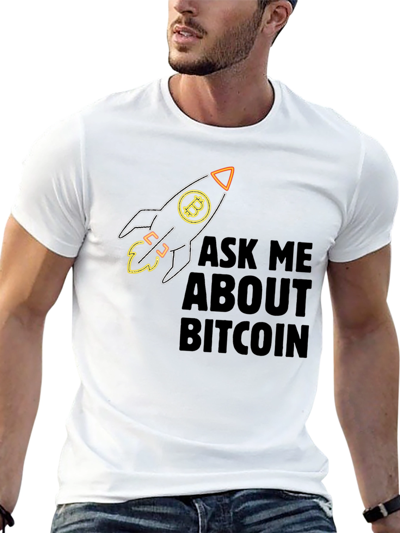 Bitcoin Rocket T-Shirt - Ask Me About Bitcoin
