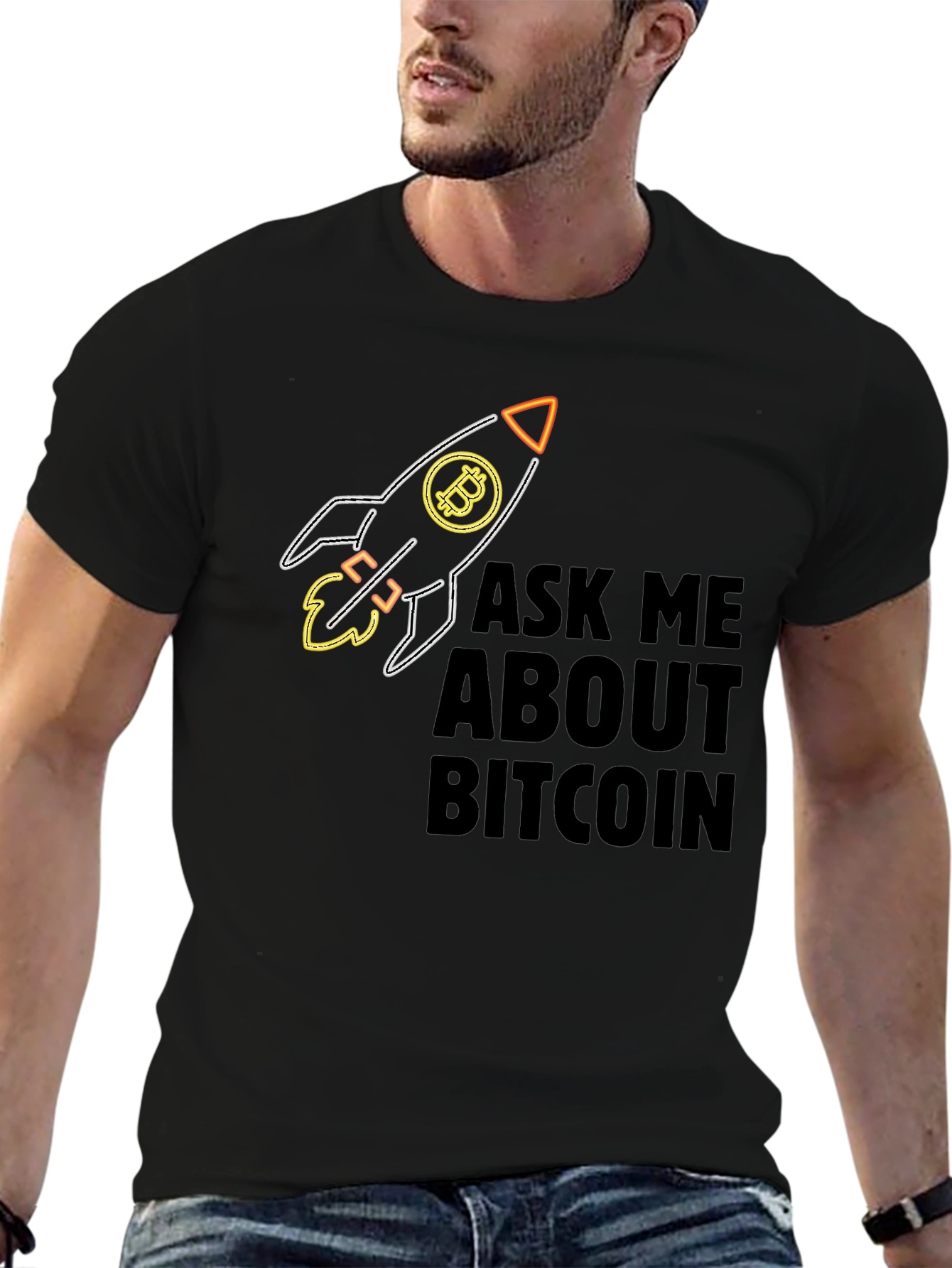 Bitcoin Rocket T-Shirt - Ask Me About Bitcoin