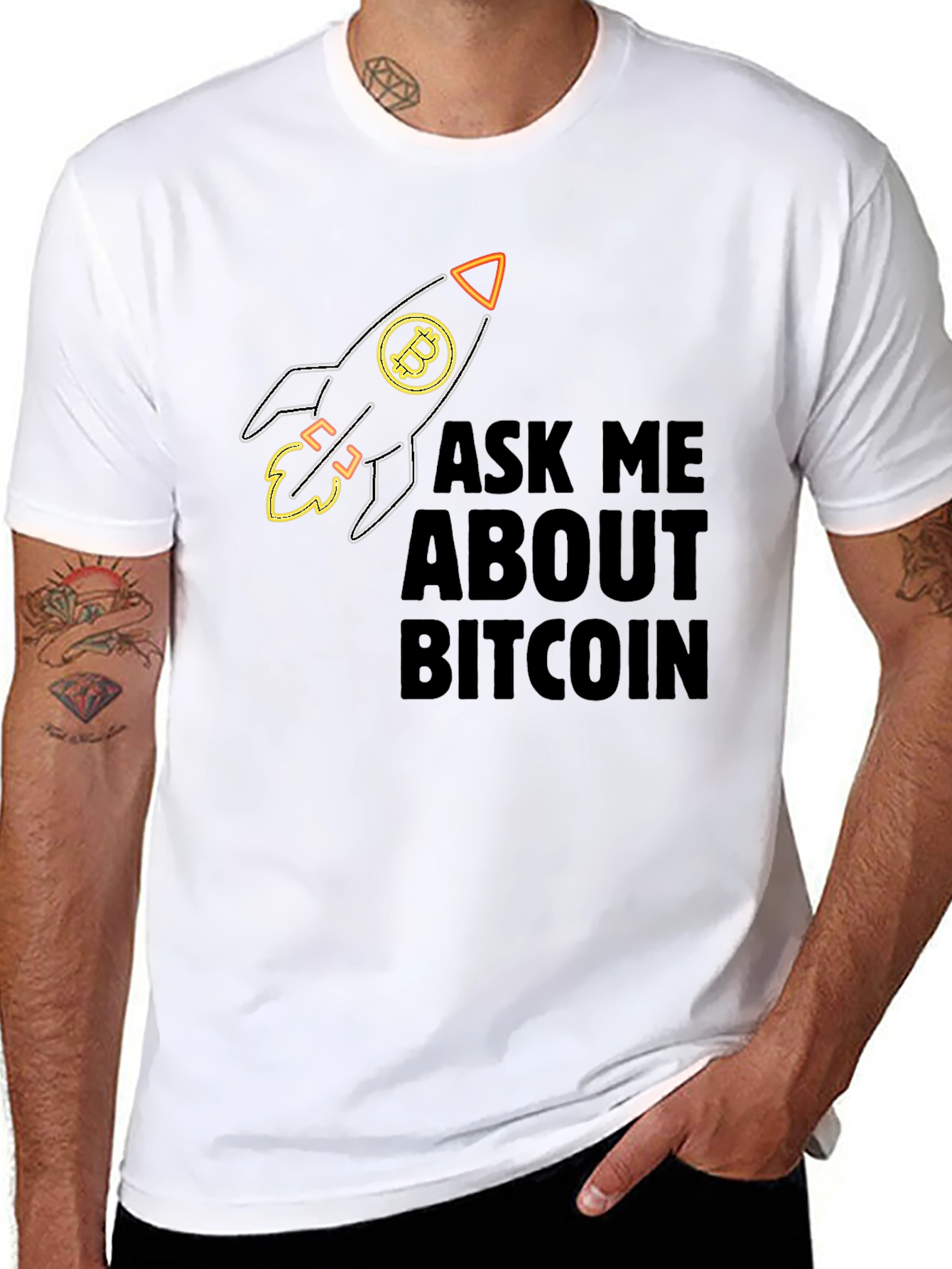 Bitcoin Rocket T-Shirt - Ask Me About Bitcoin