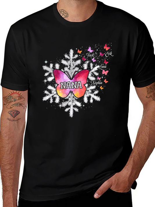 Personalized Nana Butterfly Snowflake T-Shirt