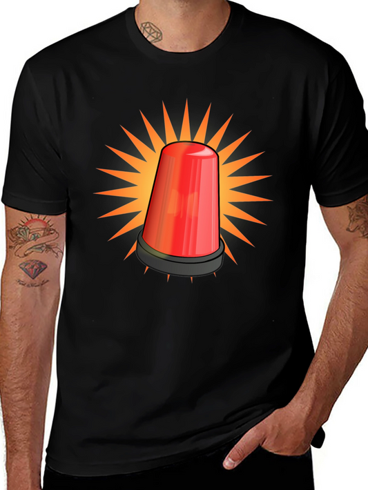 Emergency Light Graphic Tee - Bold Black Shirt