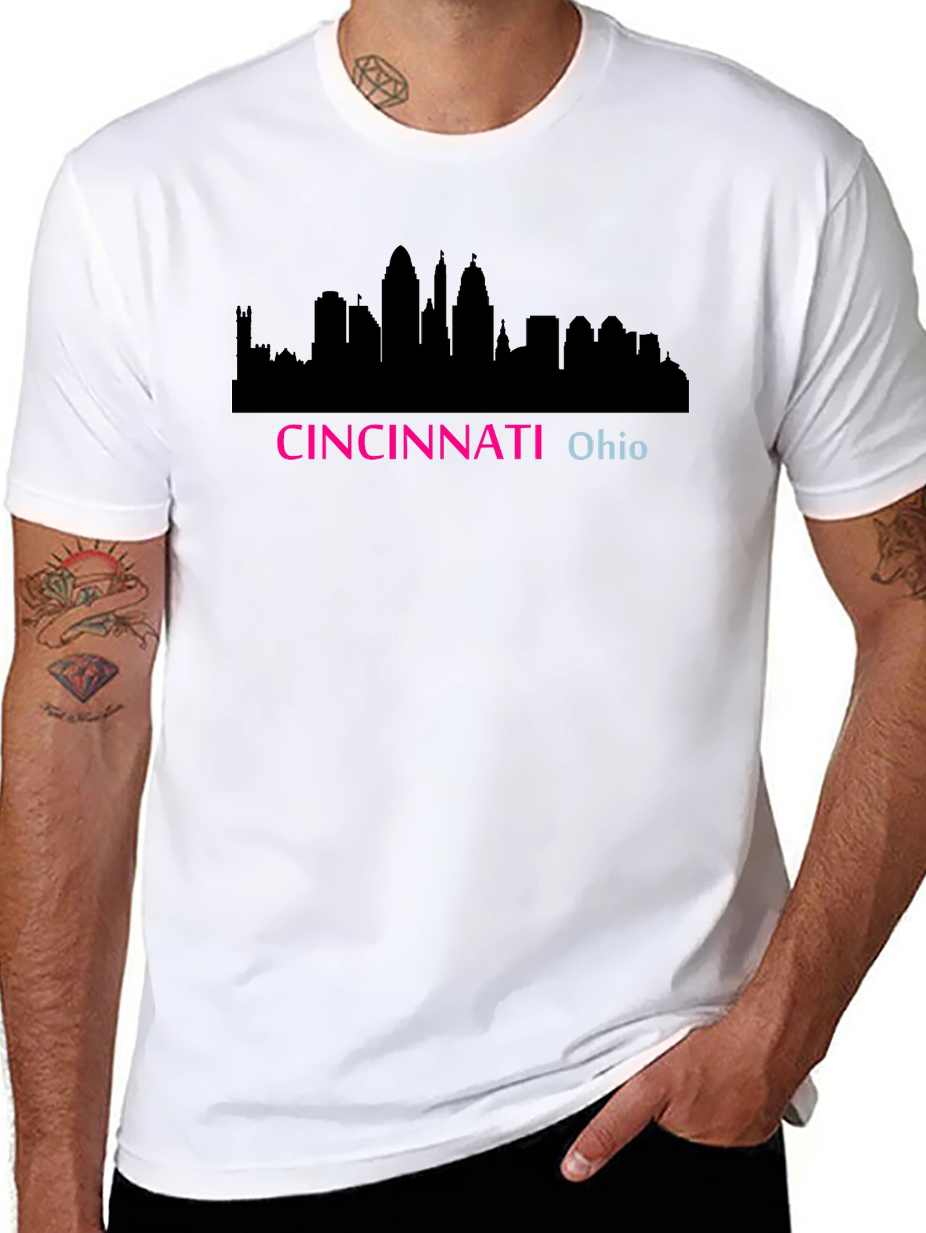 Cincinnati Ohio Skyline Black T-Shirt