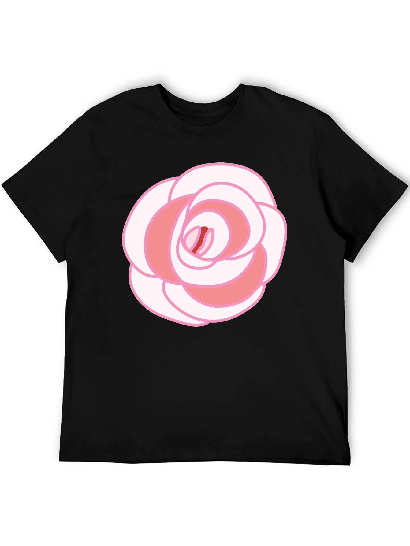 Rose Graphic T-Shirt - Black Cotton Blend