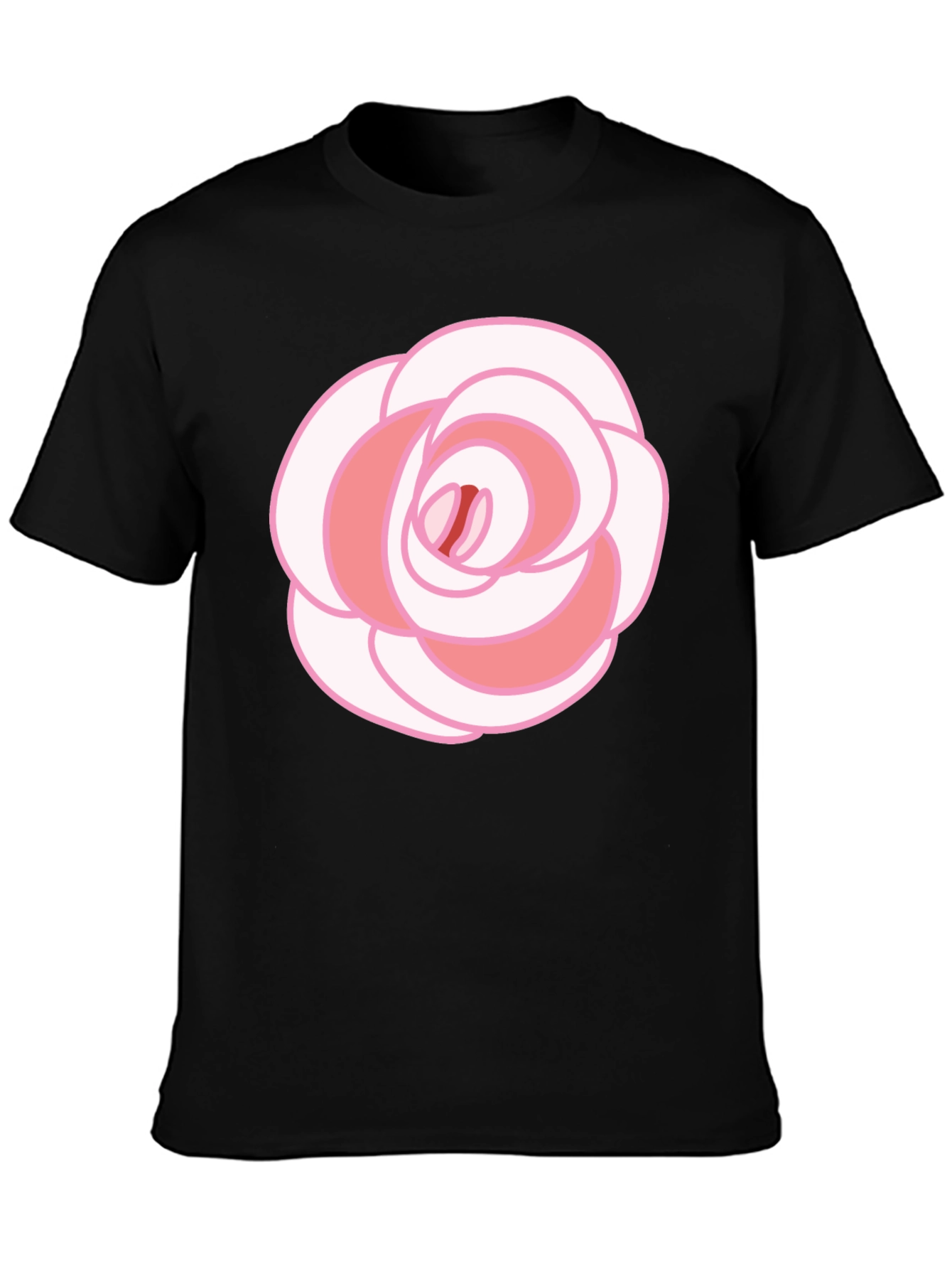 Rose Graphic T-Shirt - Black Cotton Blend